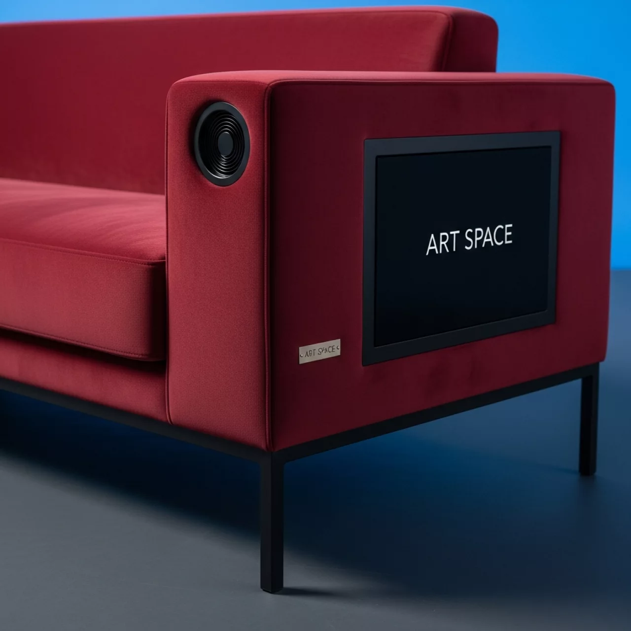 Аренда Диван с экраном велюр Galaxy Lite 09 ножки металл черный муар Garda в зале «Чайка» (Морпорт) — ART SPACE