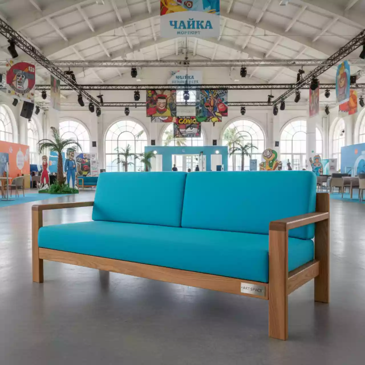 Аренда Диван Сега Б textile сосна turquoise в зале «Чайка» (Морпорт) — ART SPACE