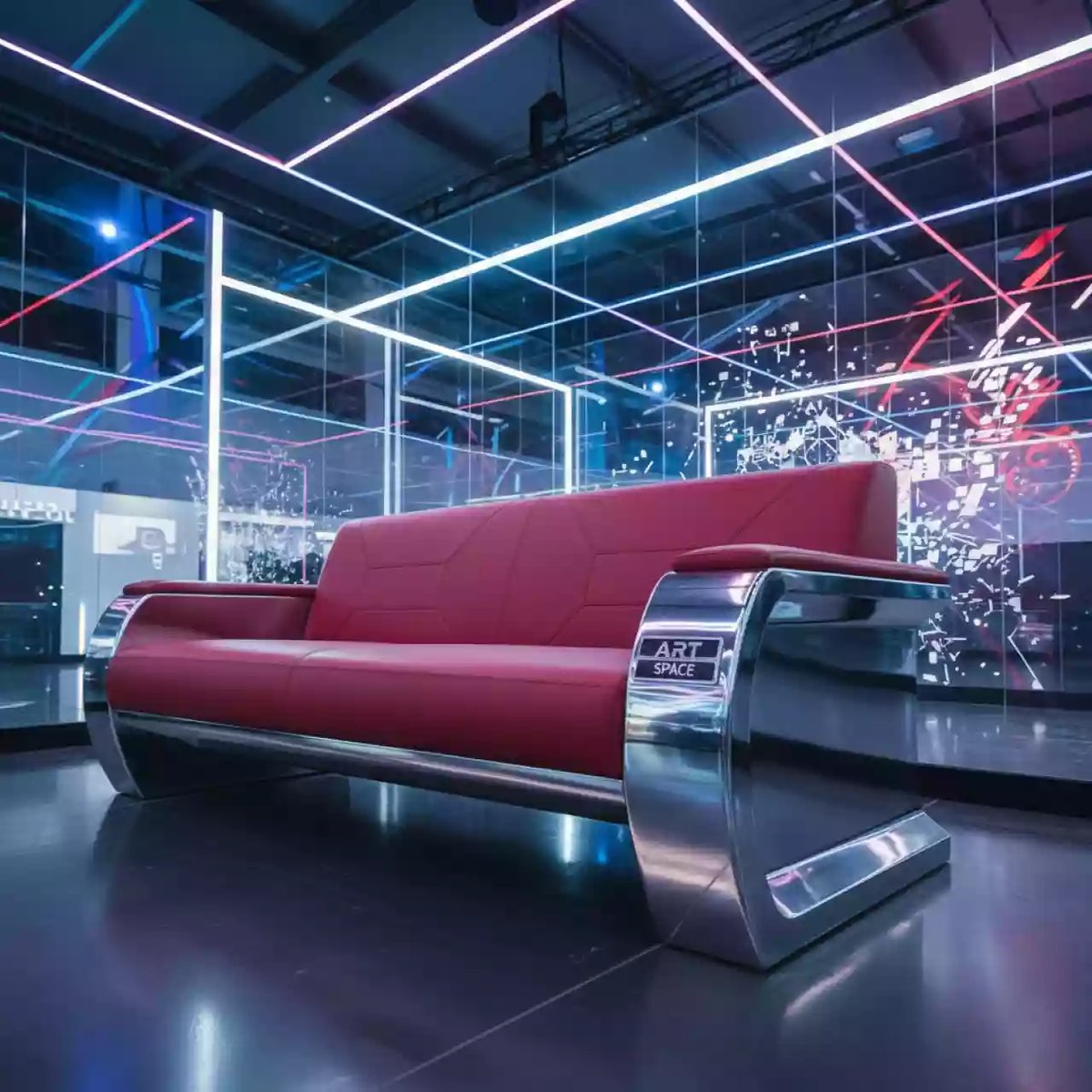 Аренда Диван silver red Andrian в Керлинговом центре «Ледяной куб» — ART SPACE