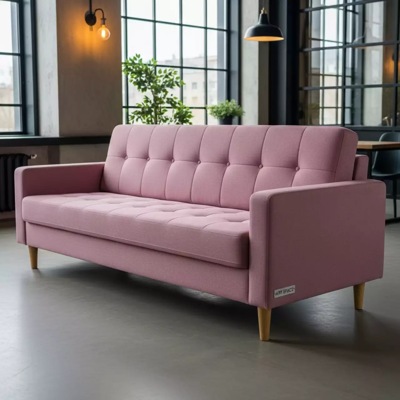 Аренда Диван Сканди тканевый прямой розовый в ресторане «Паруса» — ART SPACE