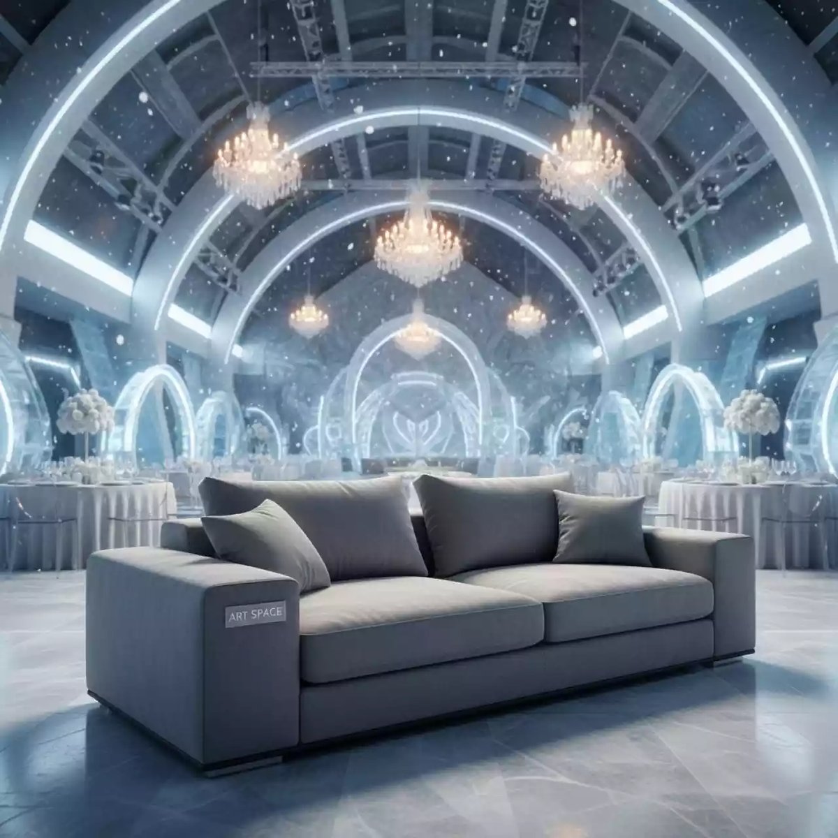 Аренда Диван Sorrento 230M 2K серый в ледовом дворце «Большой» — ART SPACE