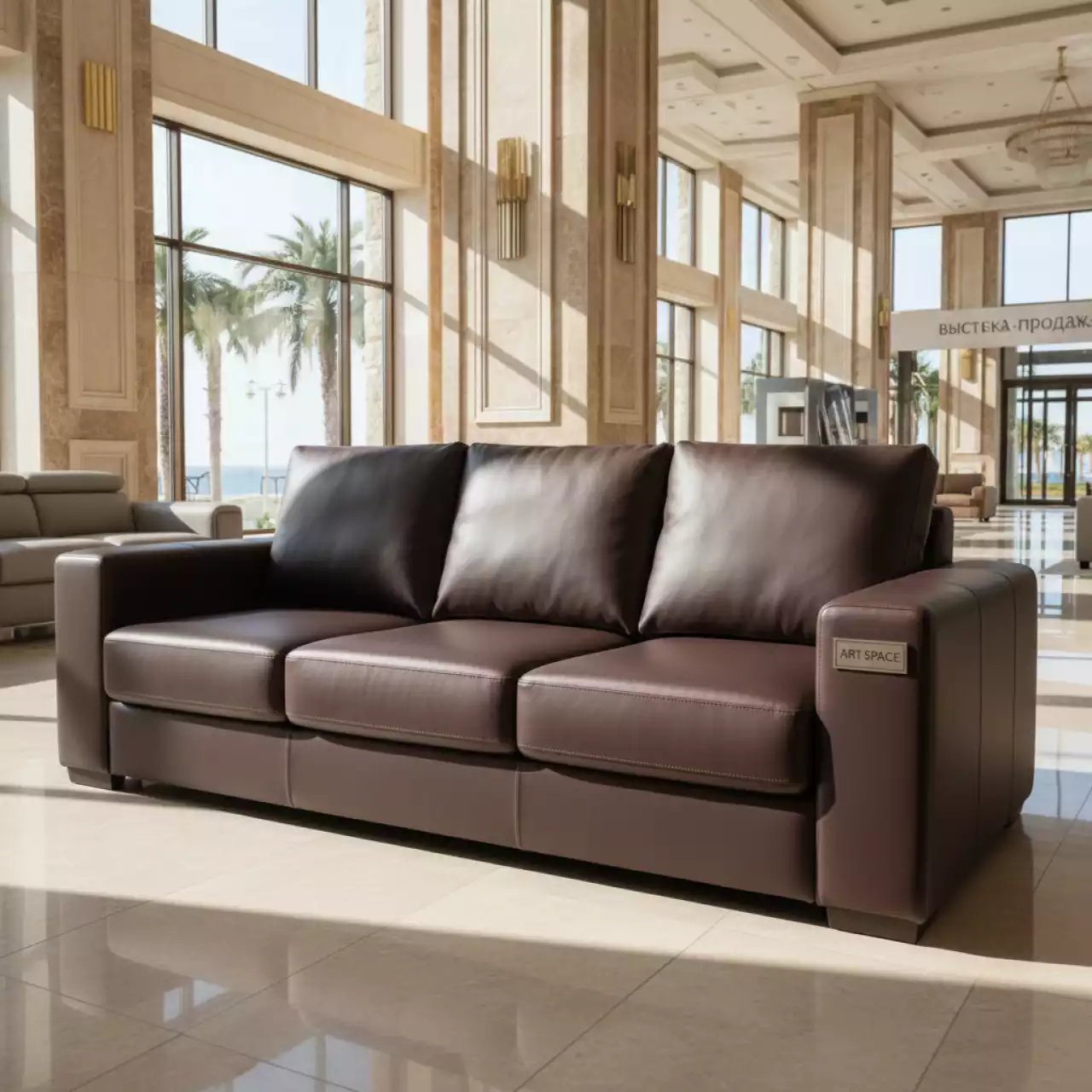 Аренда Диван Стэйт Гросс экокожа Senator Coffee col 8 в Grand Karat Sochi — ART SPACE