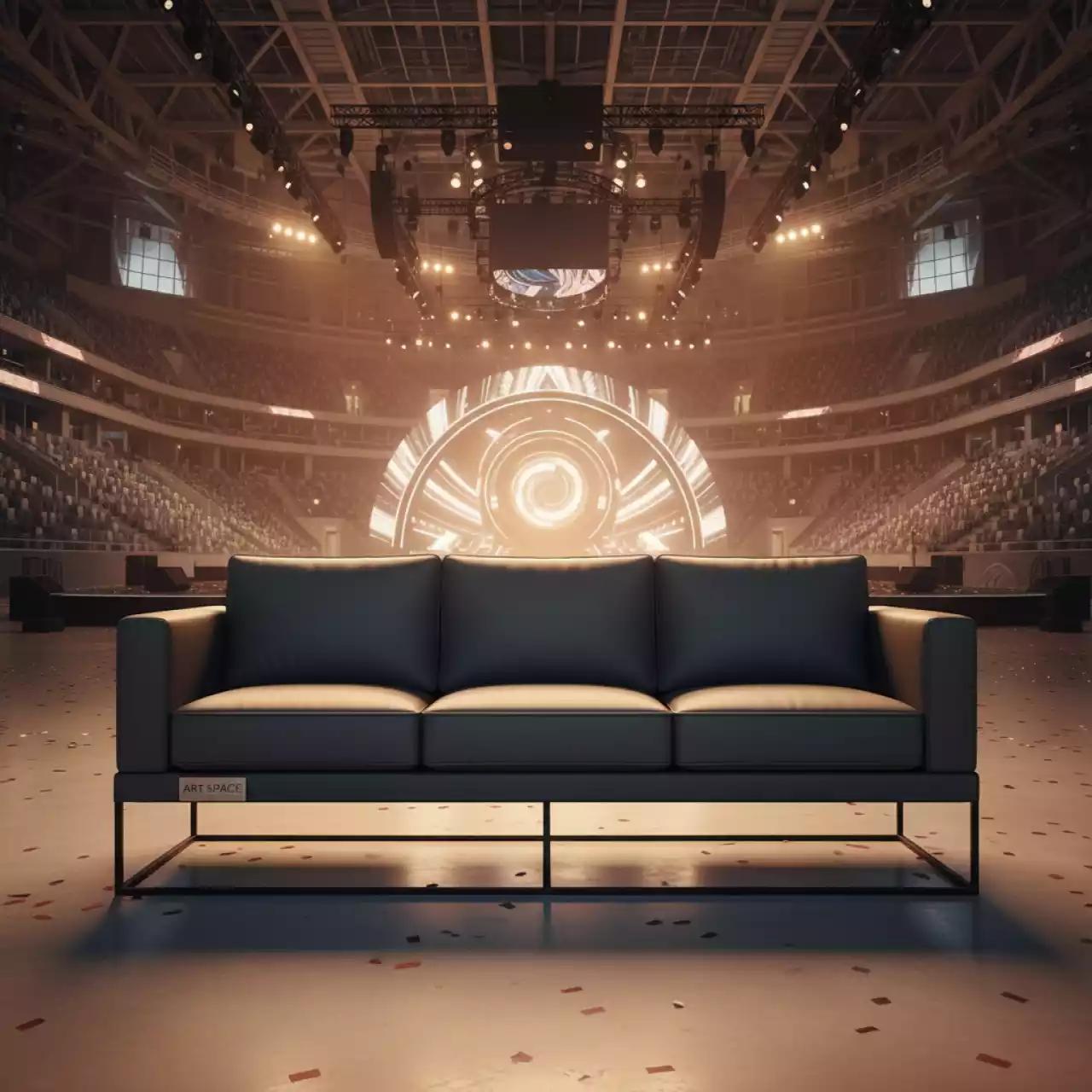 Аренда Диван Стэйт Гросс кожзам Senator Graphite каркас металл в ледовом дворце «Большой» — ART SPACE