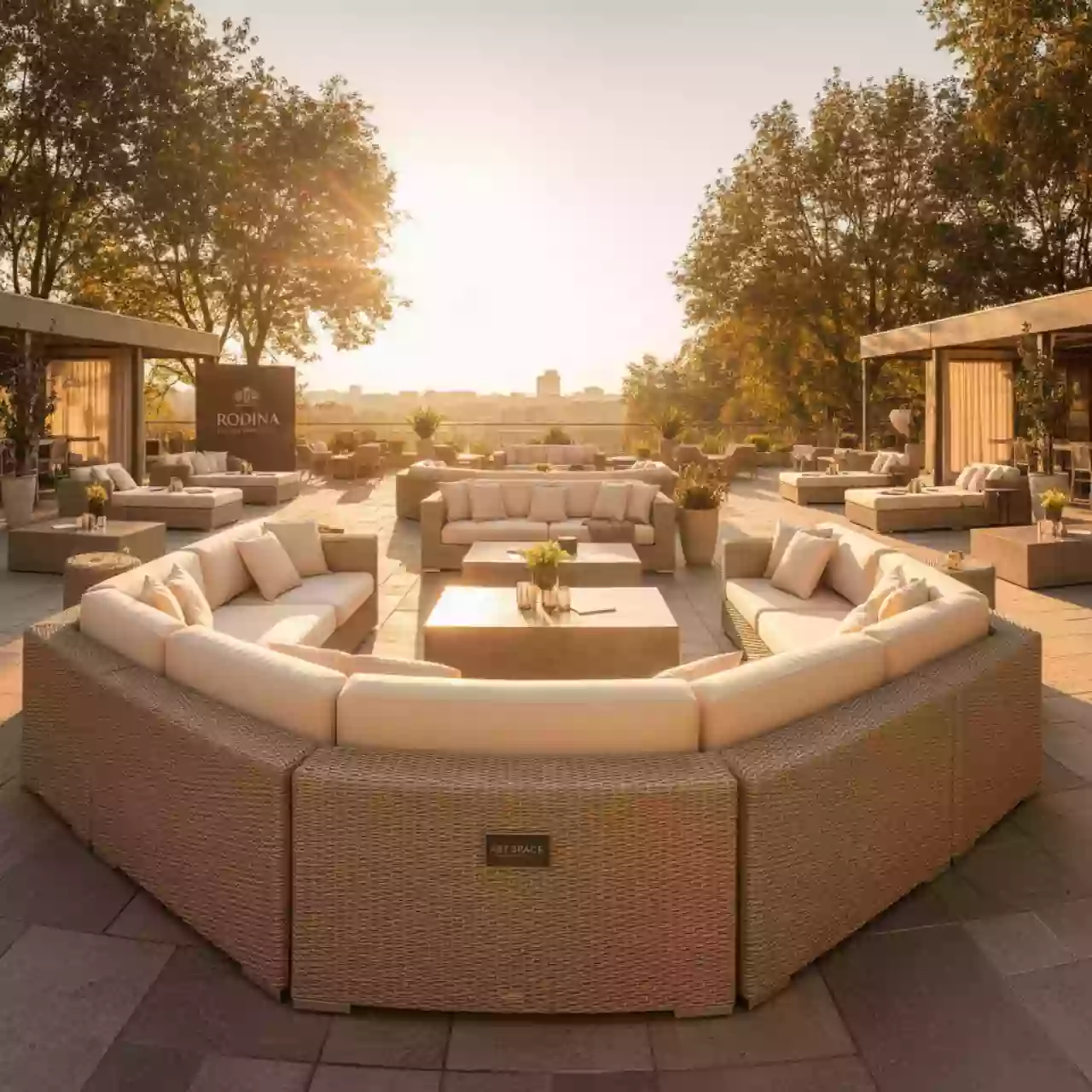 Аренда Диван трансформер из искусственного ротанга AFM 325 Beige с мягкими подушками в Rodina Grand Hotel & SPA — ART SPACE