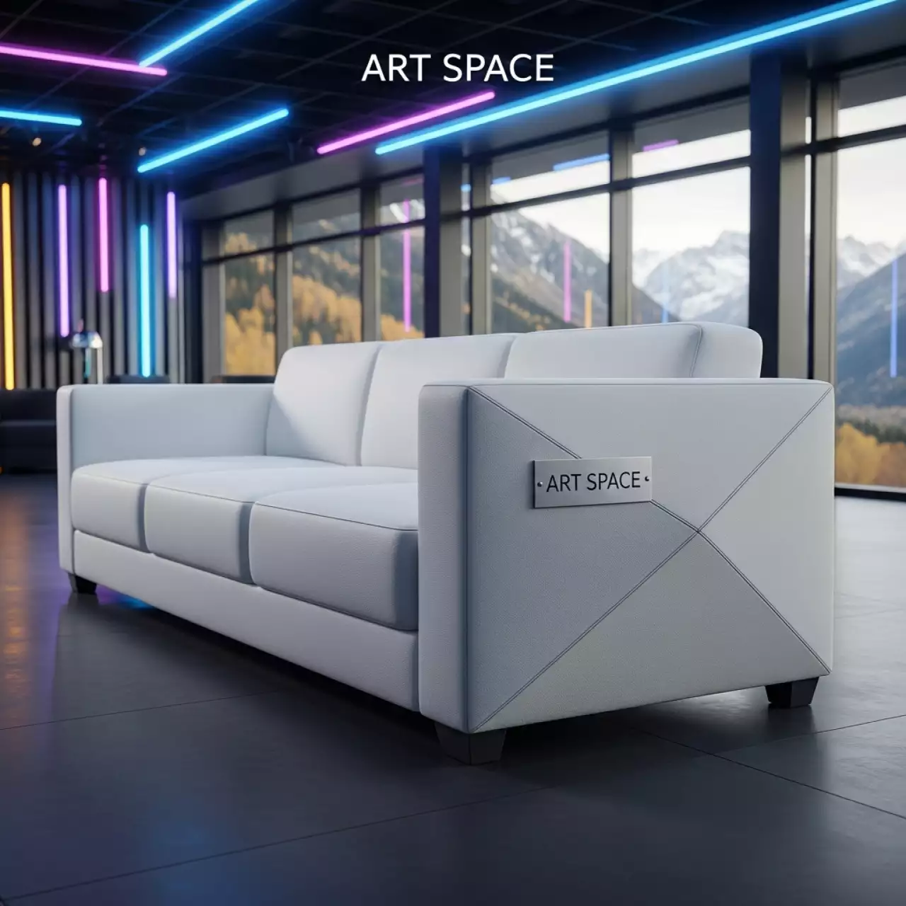 Аренда Диван трехместный белый из экокожи в Гранд Отель Поляна — ART SPACE