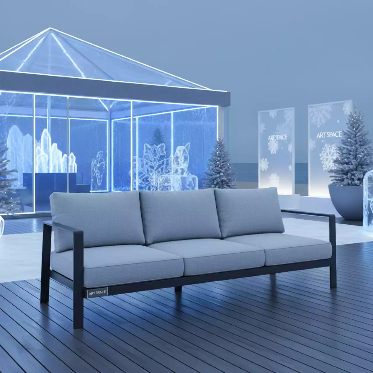 Аренда Диван трехместный Caleo Ash с подушками на пляже «Мандарин» — ART SPACE