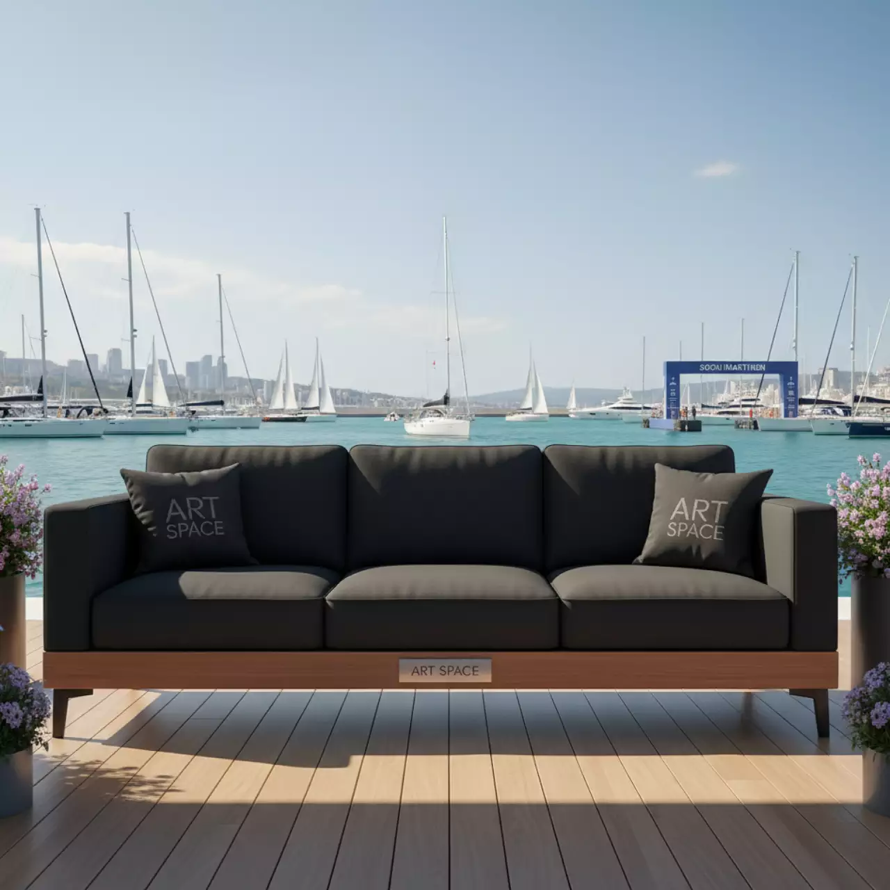 Аренда Диван трехместный черный Andrian Silver в Сочи — ART SPACE
