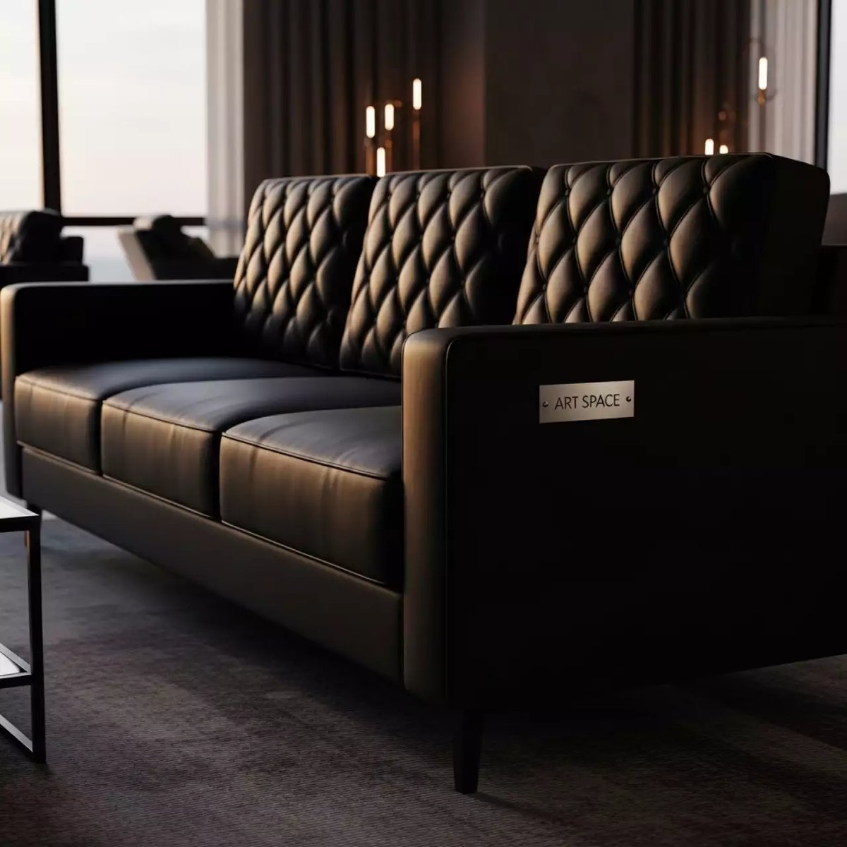 Аренда Диван трехместный черный Diamond в Grand Karat Sochi — ART SPACE