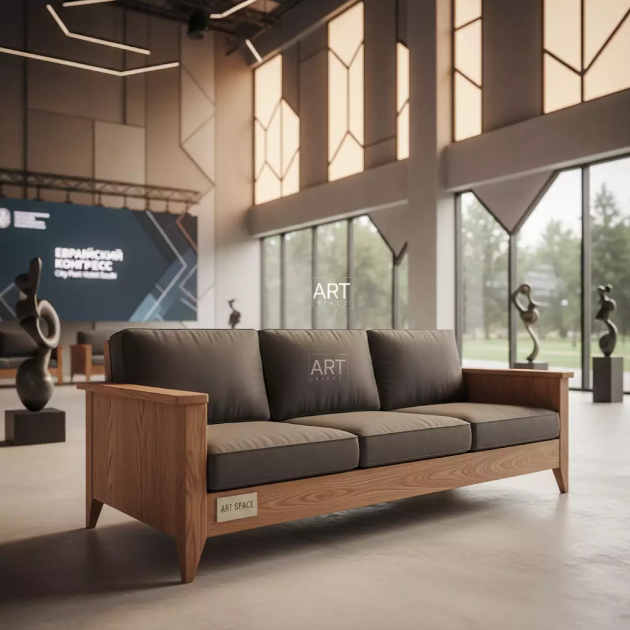 Аренда Диван трехместный деревянный HUC40158 в City Park Hotel Sochi — ART SPACE