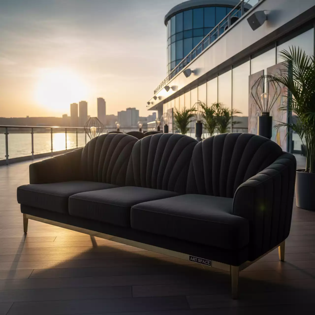 Аренда Диван трехместный Diamond Black на теплоходе «Дагомыс» — ART SPACE