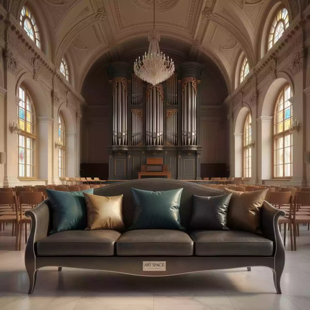 Аренда Диван трехместный из литого алюминия Madrid в Зале органной и камерной музыки — ART SPACE