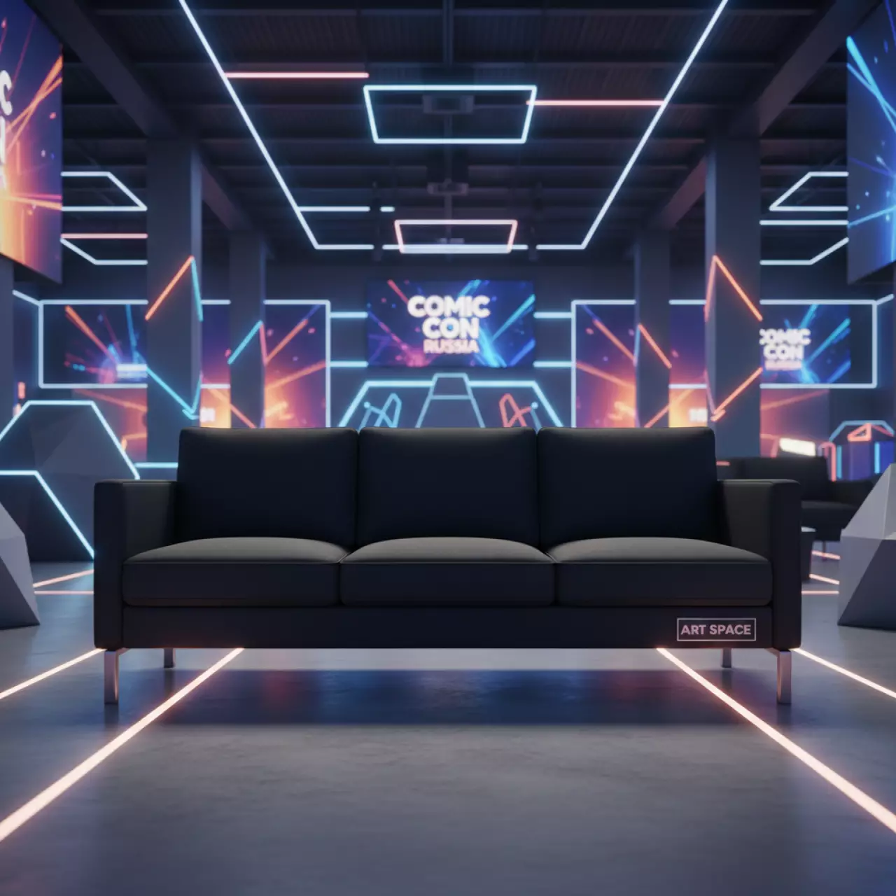 Аренда Диван трехместный Klippan черный в City Park Hotel Sochi — ART SPACE