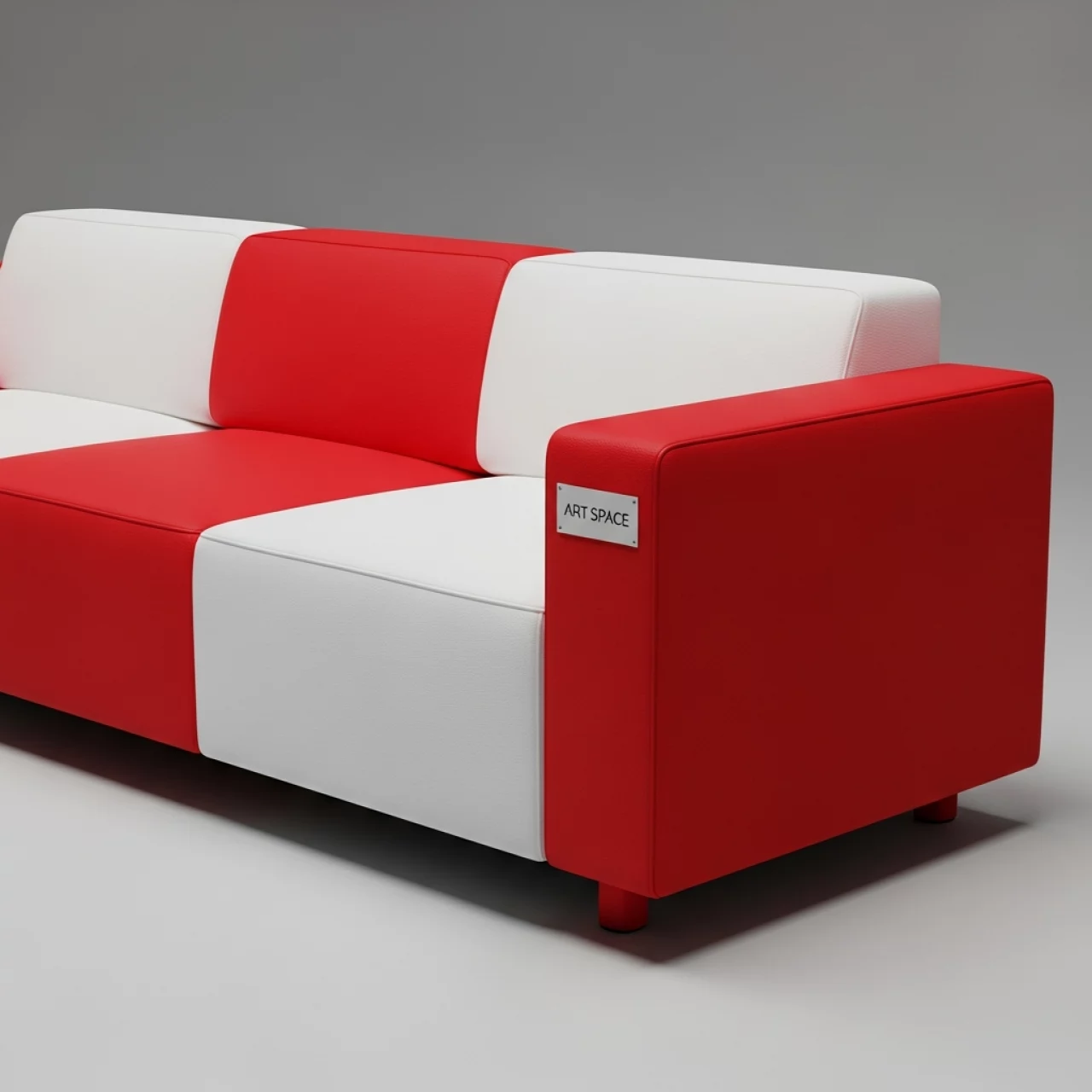 Аренда Диван трехместный красно белый Cube из экокожи в Зале органной и камерной музыки — ART SPACE