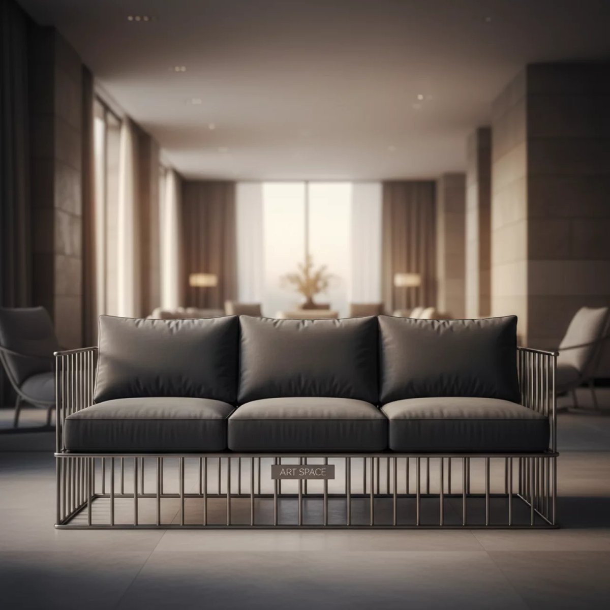 Аренда Диван трехместный металлический Cannole с подушками на вилле «Анна» — ART SPACE