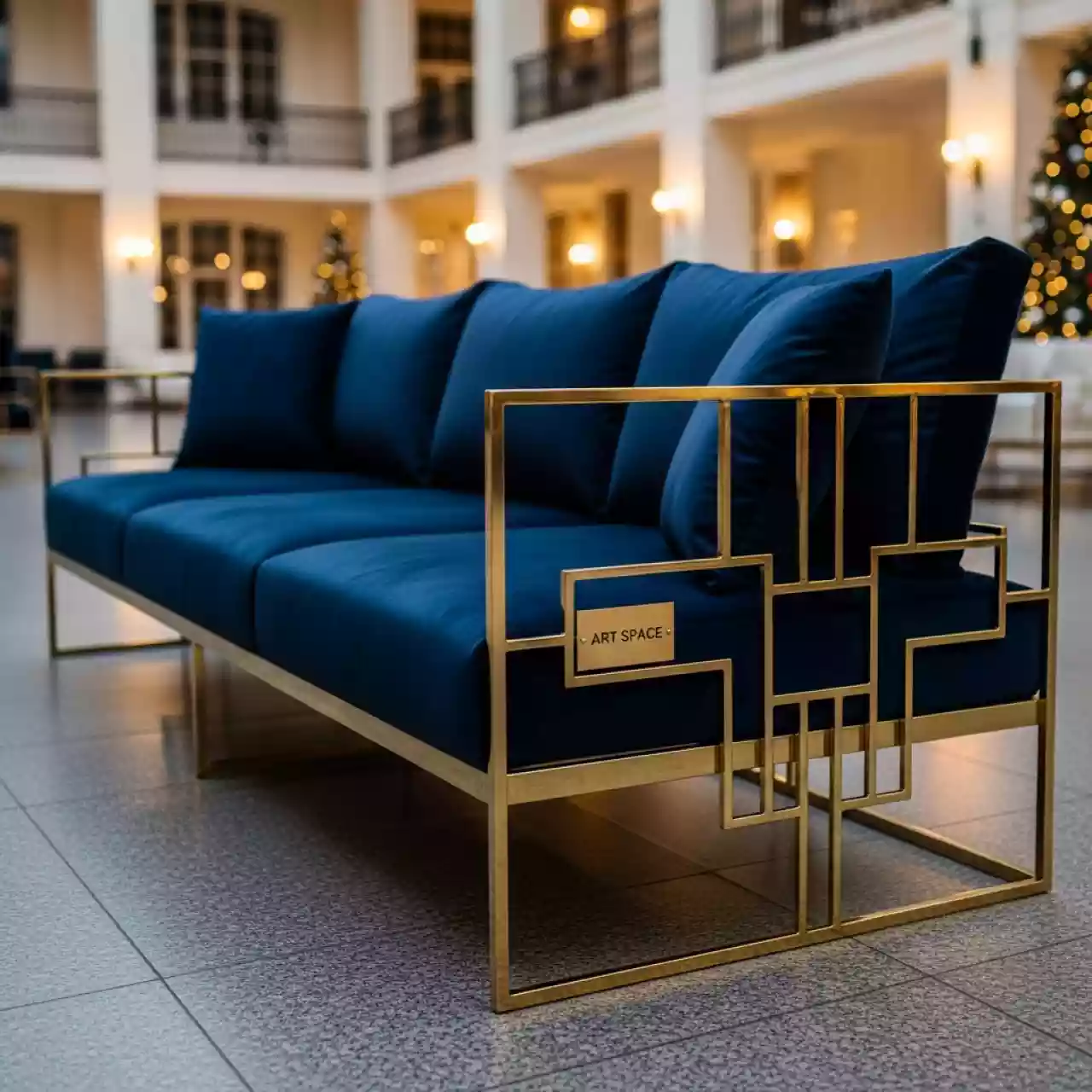Аренда Диван трехместный металлический с подушками Cannole в комплексе «Дагомыс» — ART SPACE