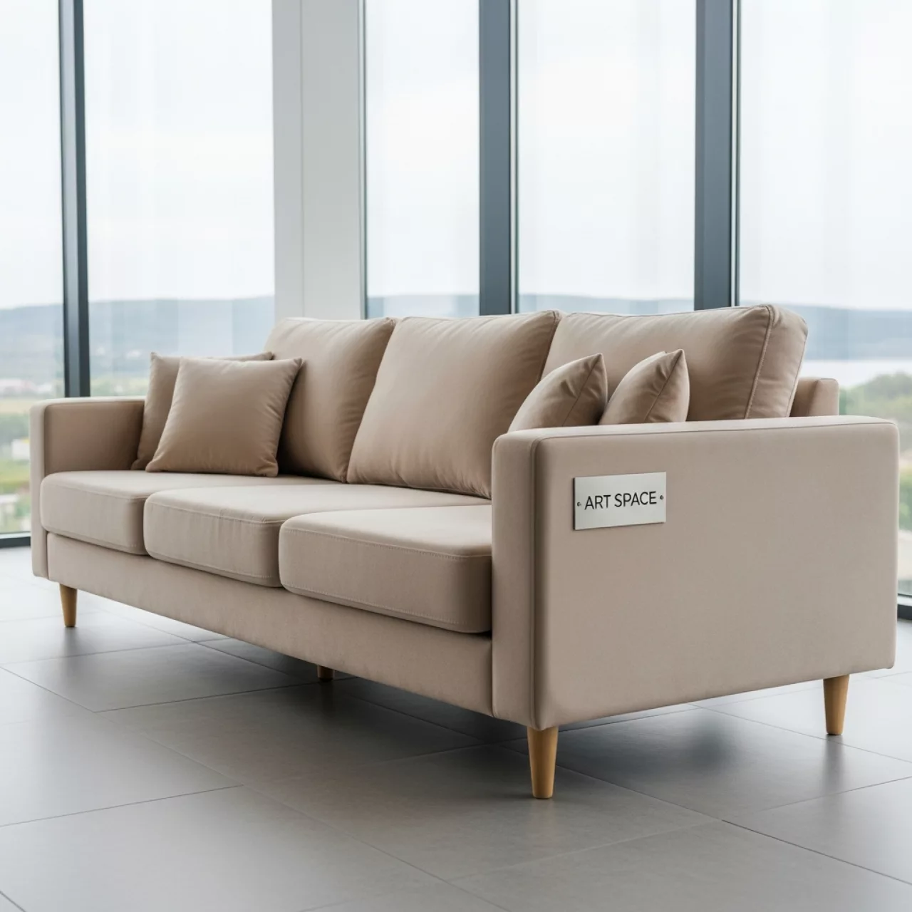 Аренда Диван трехместный Miura Bisque с подушками в комплексе «Дагомыс» — ART SPACE