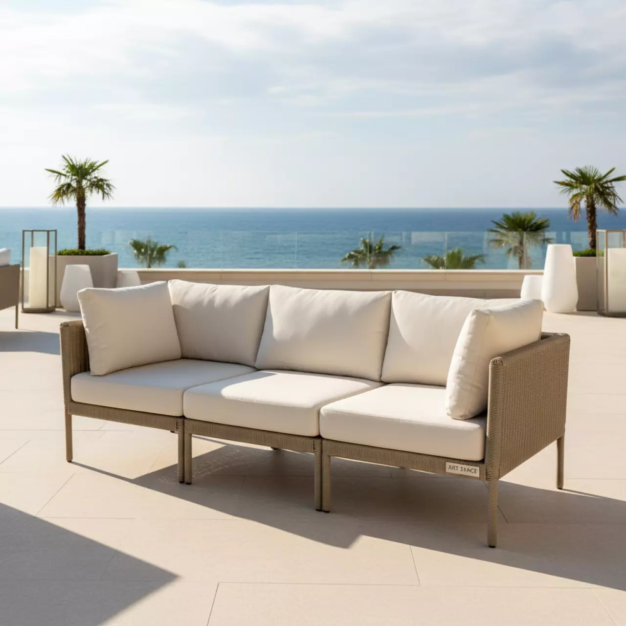 Аренда Диван трехместный плетеный Heritage с подушками в Swissôtel Resort Sochi Kamelia — ART SPACE