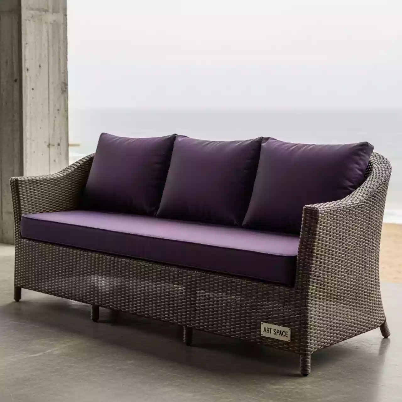 Аренда Диван трехместный плетеный с подушками Brumas на пляжных клубах Хосты — ART SPACE