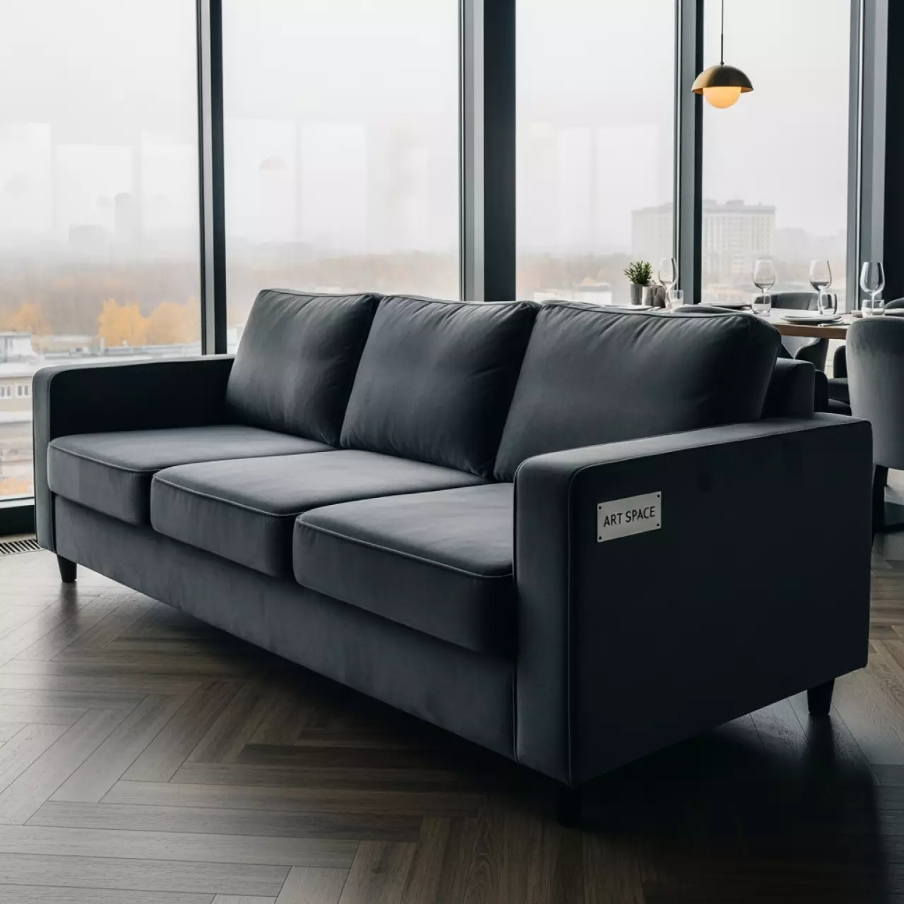 Аренда Диван трехместный Роял серый в ресторане «Магадан» — ART SPACE