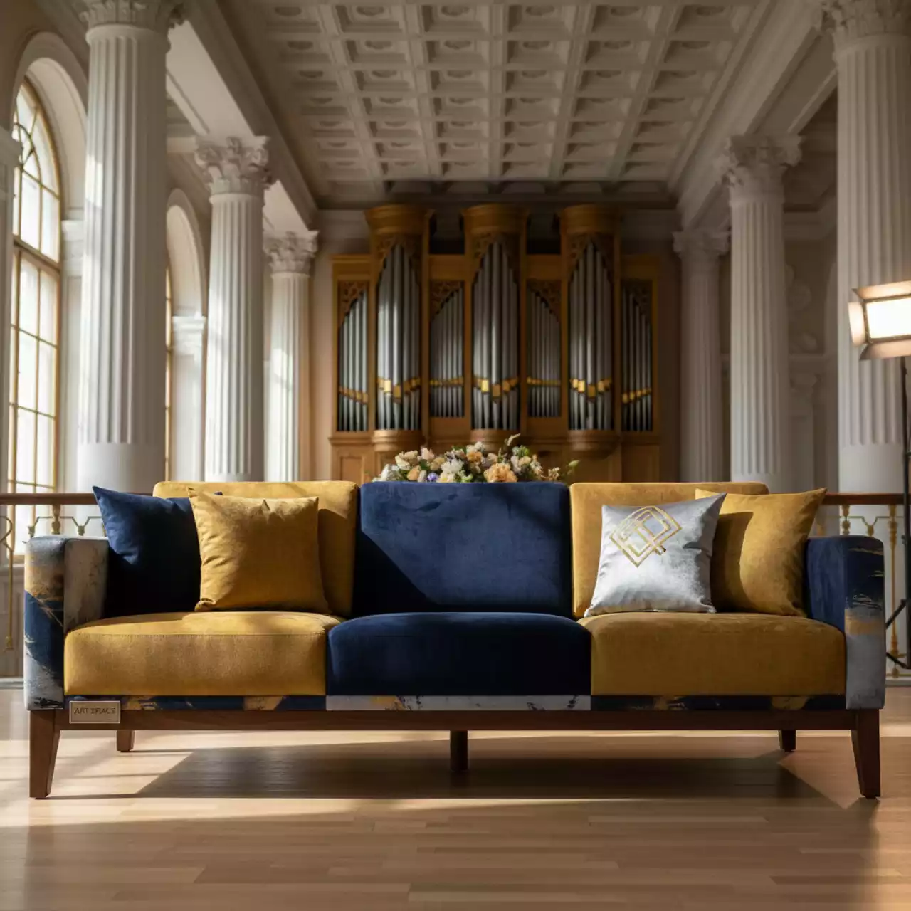 Аренда Диван трехместный с подушками Chelsea в Зале органной и камерной музыки — ART SPACE