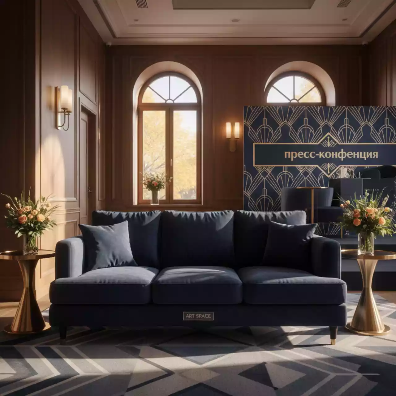 Аренда Диван трехместный с подушками Ralph Nightfall в Boutique Hotel PORTUM 1905 — ART SPACE