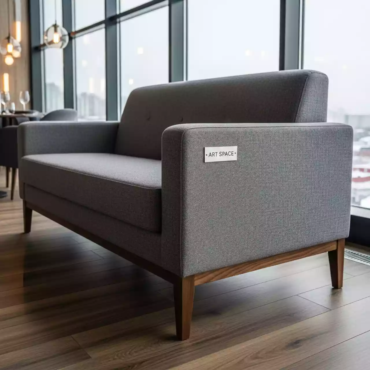 Аренда Диван Veene mini текстильный орех серый в ресторане «La Terrazza» — ART SPACE