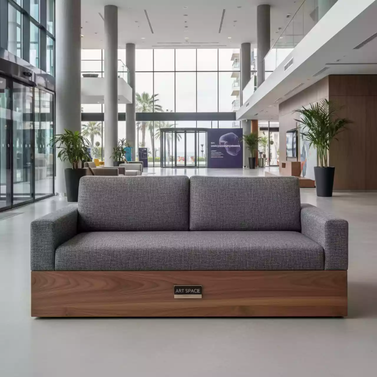 Аренда Диван Veene mini текстиль орех grey в отеле Radisson Lazurnaya — ART SPACE