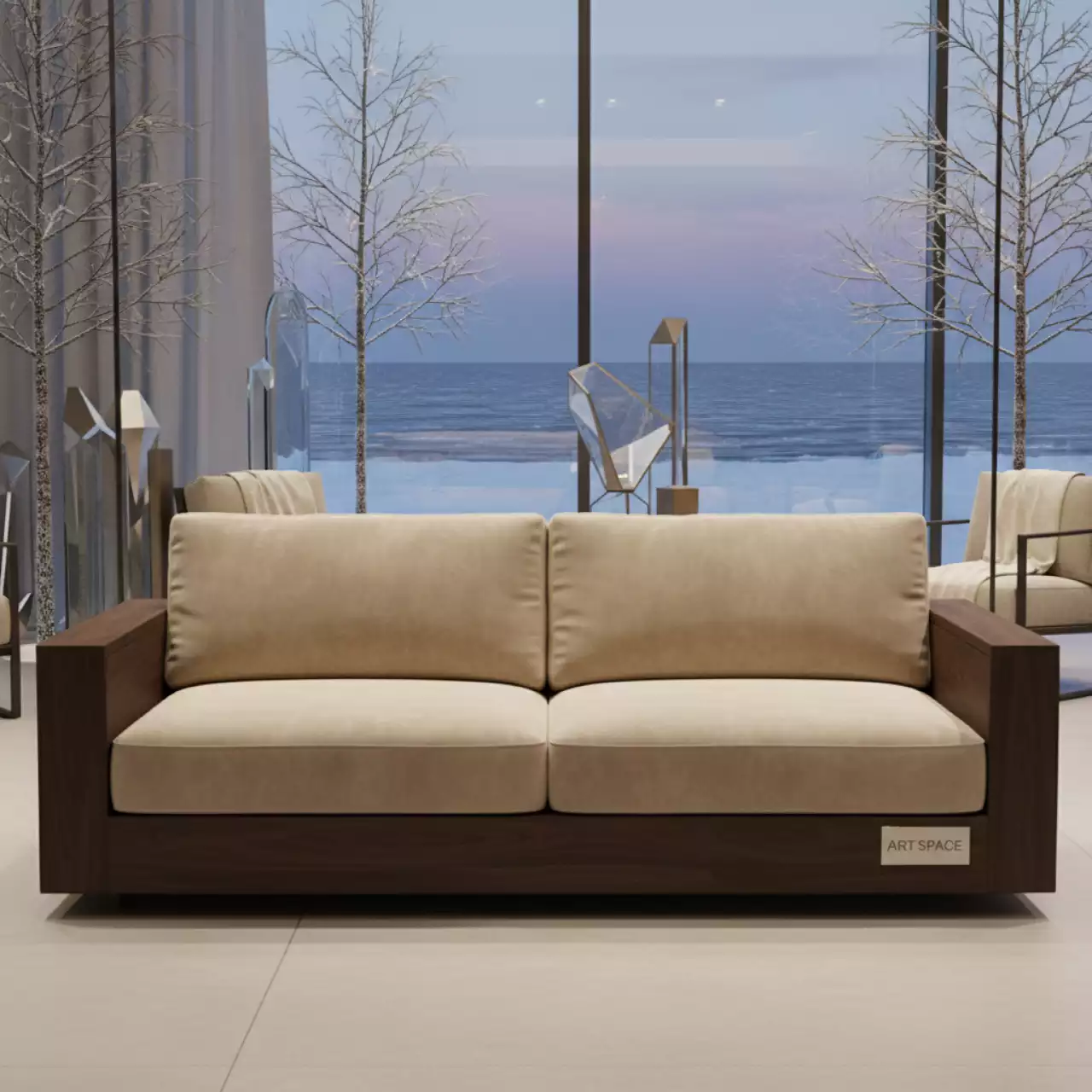 Аренда Диван вельвет венге бежевый Флори Б на Имеретинской набережной — ART SPACE