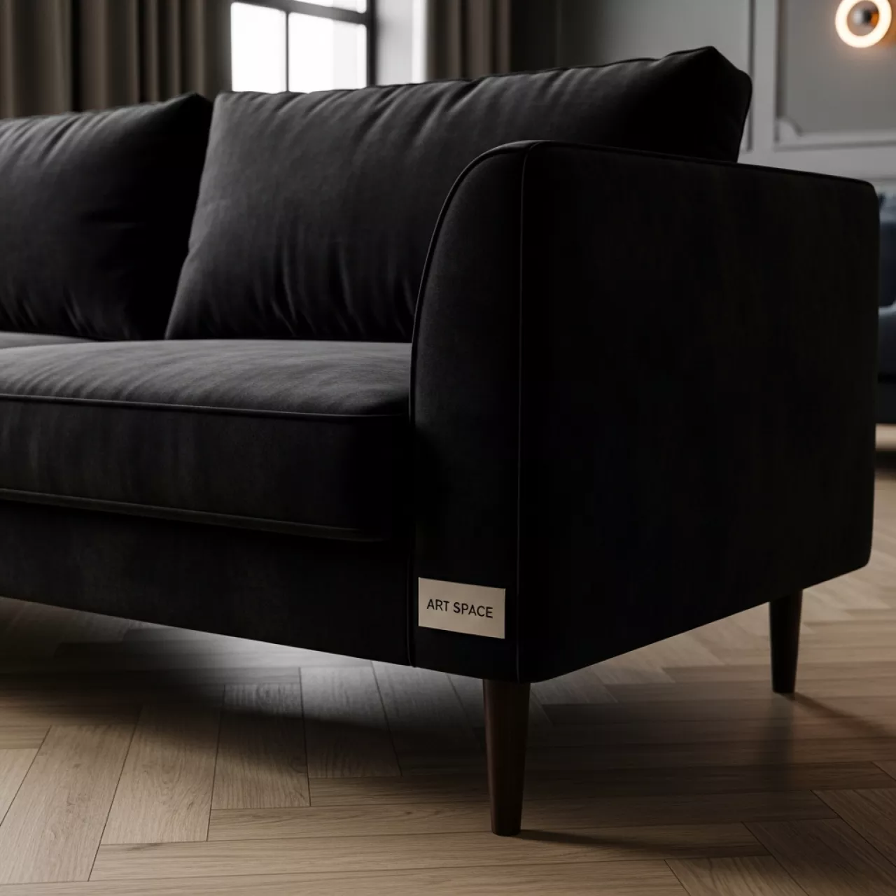 Аренда Диван вельвет венге черный Флори B в ресторане «Brunello» — ART SPACE