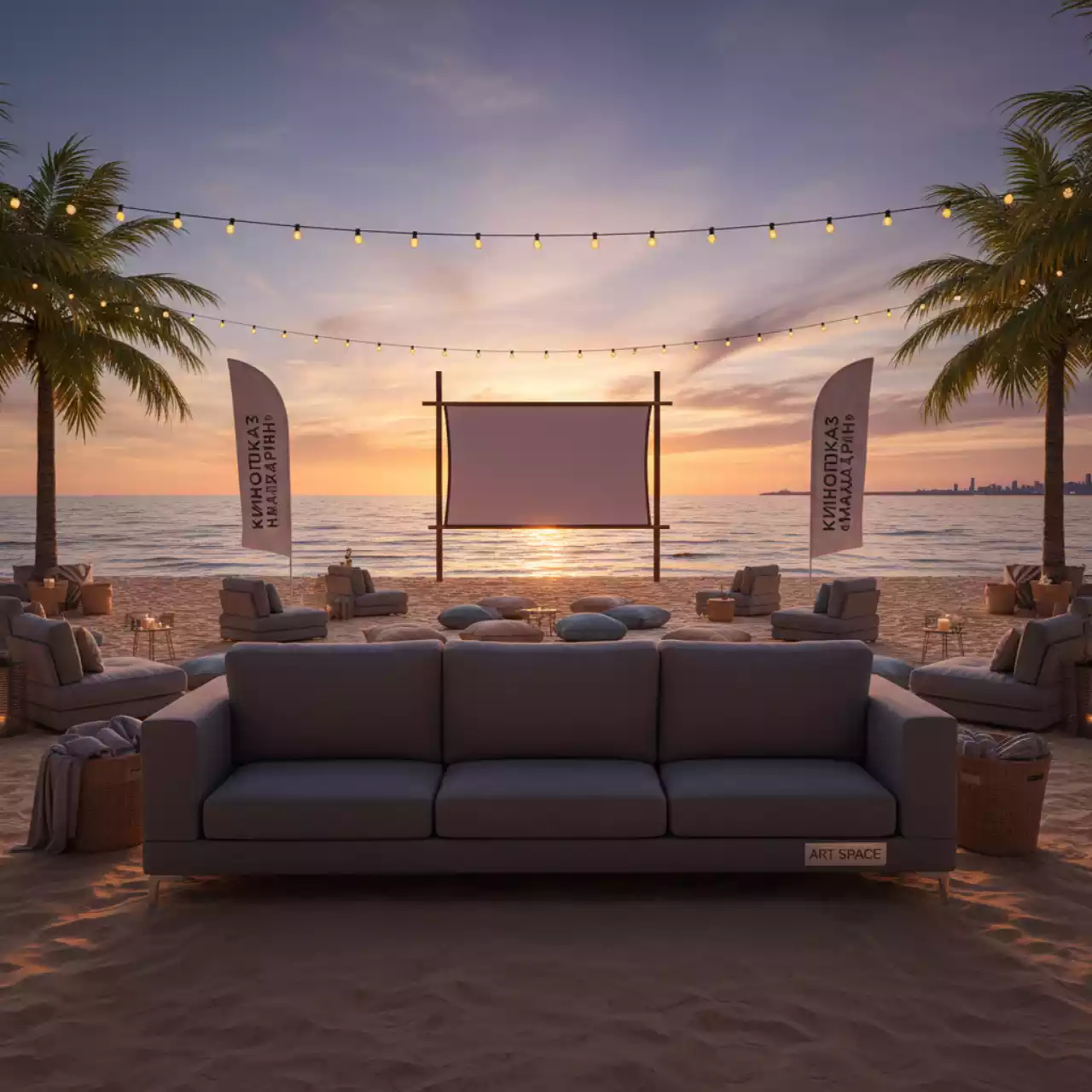 Аренда Диван ВЕНЕЦИЯ 3 местный серый на пляже «Мандарин» — ART SPACE