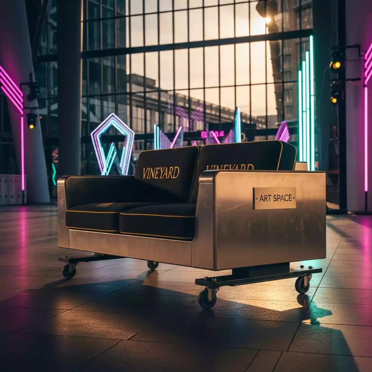Аренда Диван Vineyard двухместный на колесах в Сириус Арене — ART SPACE