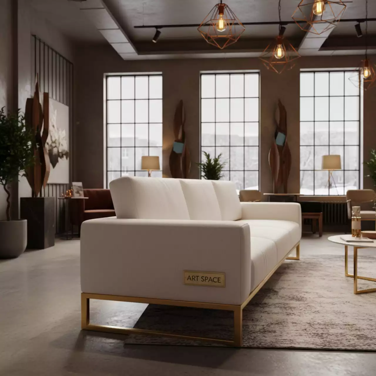 Аренда Диван white & gold Andrian в Boutique Hotel PORTUM 1905 — ART SPACE