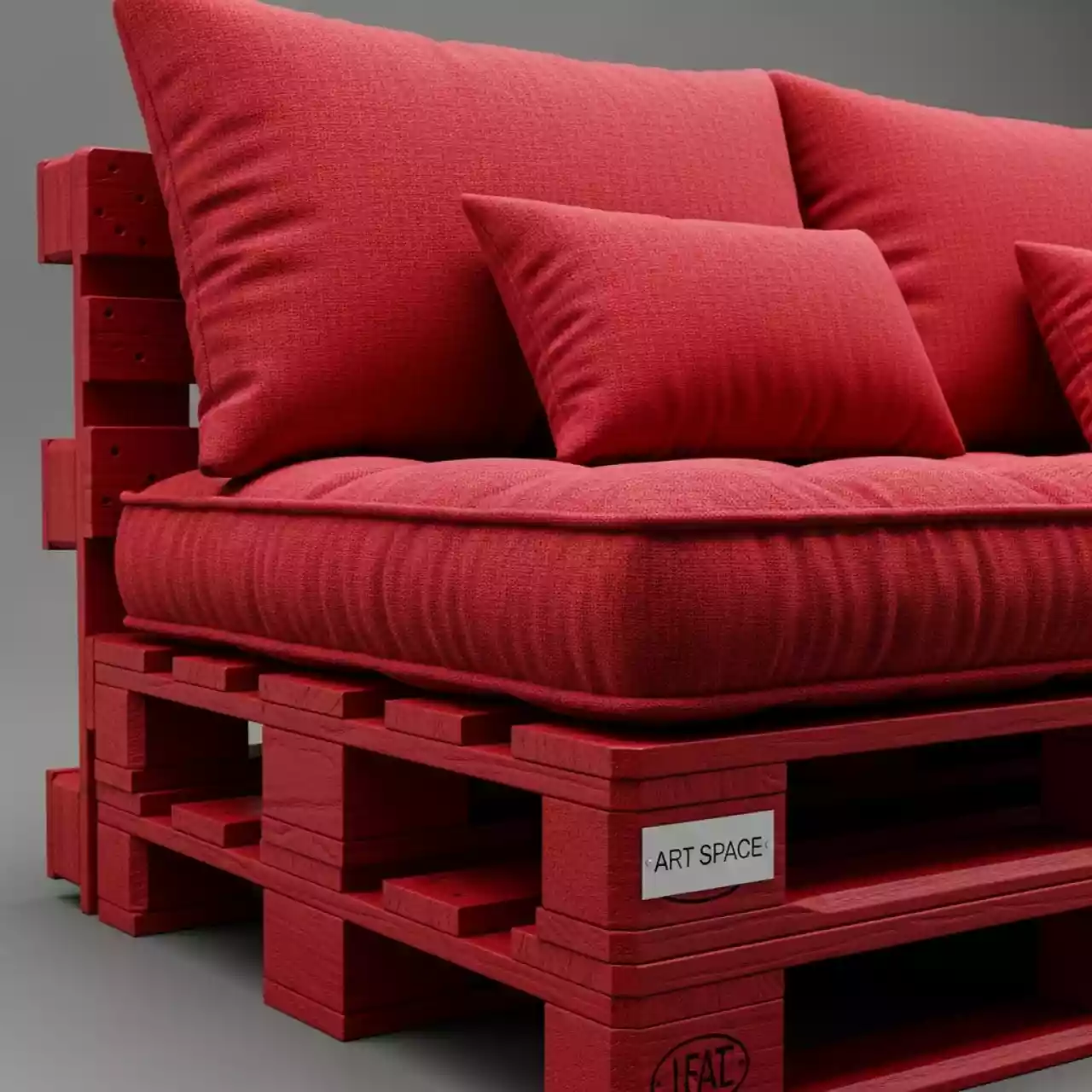 Аренда Диван Wood pallet красный в Courtyard by Marriott Sochi — ART SPACE