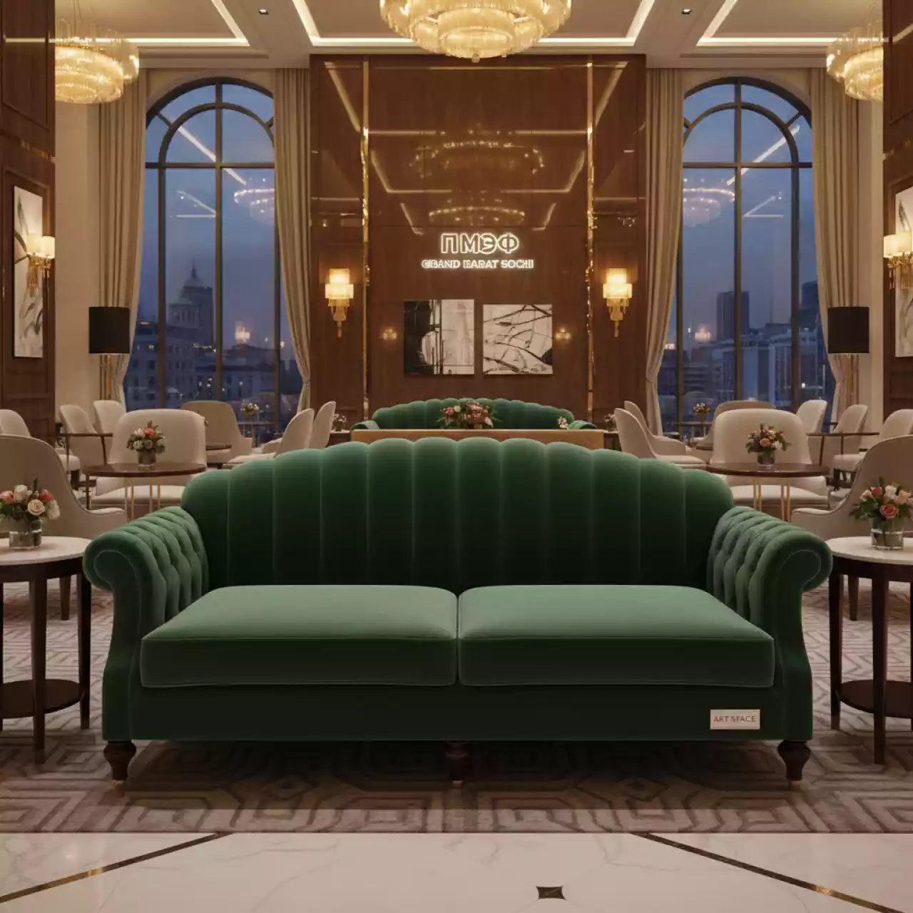 Аренда Диван зеленый в Grand Karat Sochi — ART SPACE