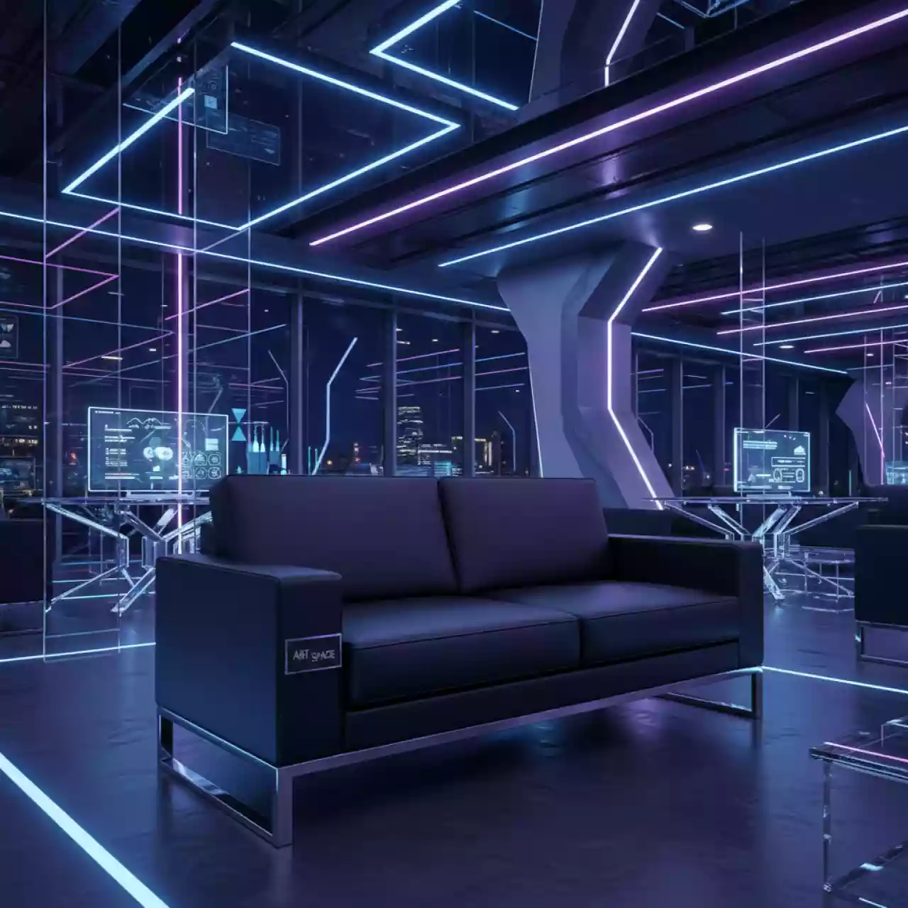 Аренда Дивана двухместного Люкс кожзам черного в Университете «Сириус» — ART SPACE