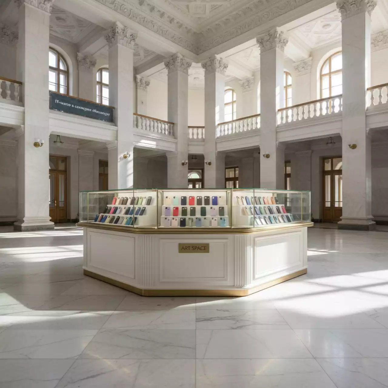 Аренда Дизайн проект торгового острова чехлы с принтами в санатории «Металлург» — ART SPACE