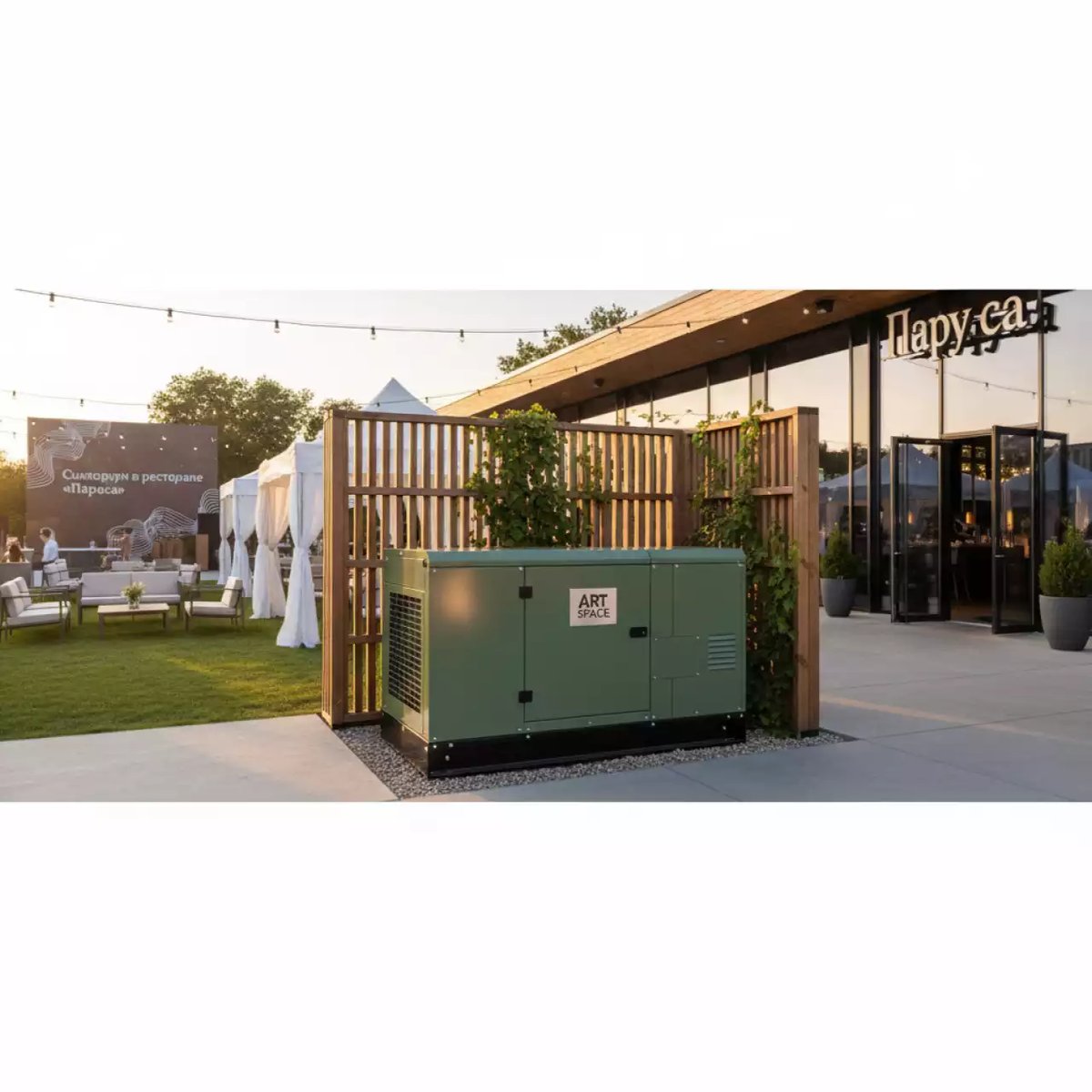 Аренда Дизельный генератор Denyo DCA 150 138 кВА 110 кВт в ресторане «Паруса» — ART SPACE