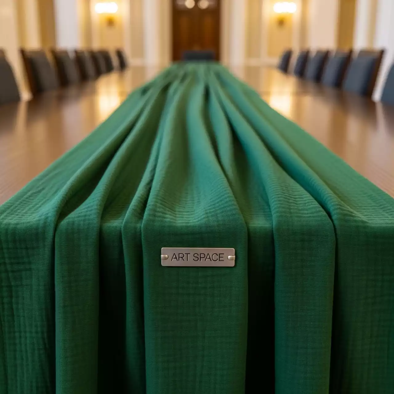 Аренда Дорожка раннер Муслин зеленая 3000 мм в ледовом дворце «Роза Хутор» — ART SPACE