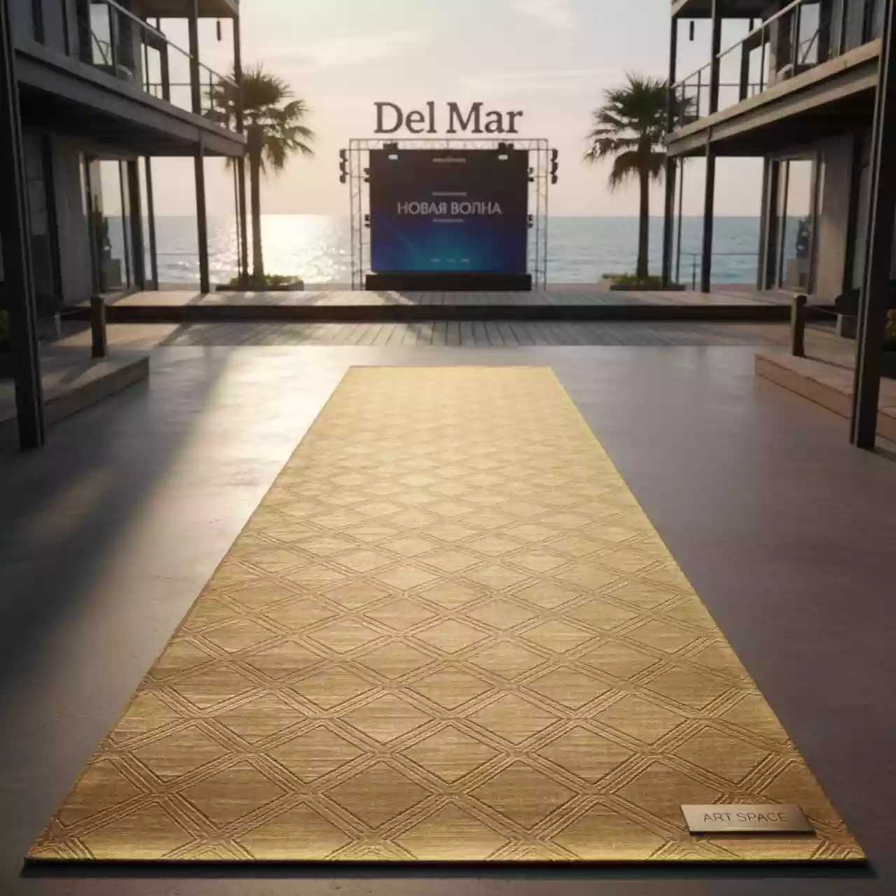 Аренда Дорожка раннер журавинка золотая 3000 мм в пляжном клубе Del Mar — ART SPACE