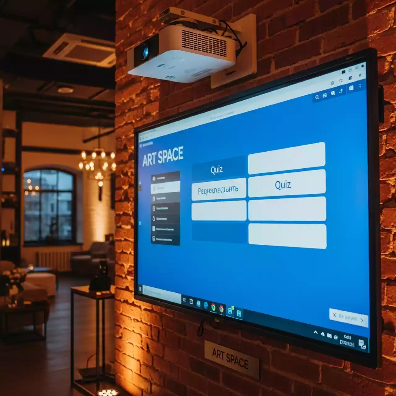 Аренда Доска интерактивная ActivBoard Touch 78 дюймов 10 касаний ActivInspire с проектором Panasonic PT TX440 в зале «Чайка» (Морпорт) — ART SPACE