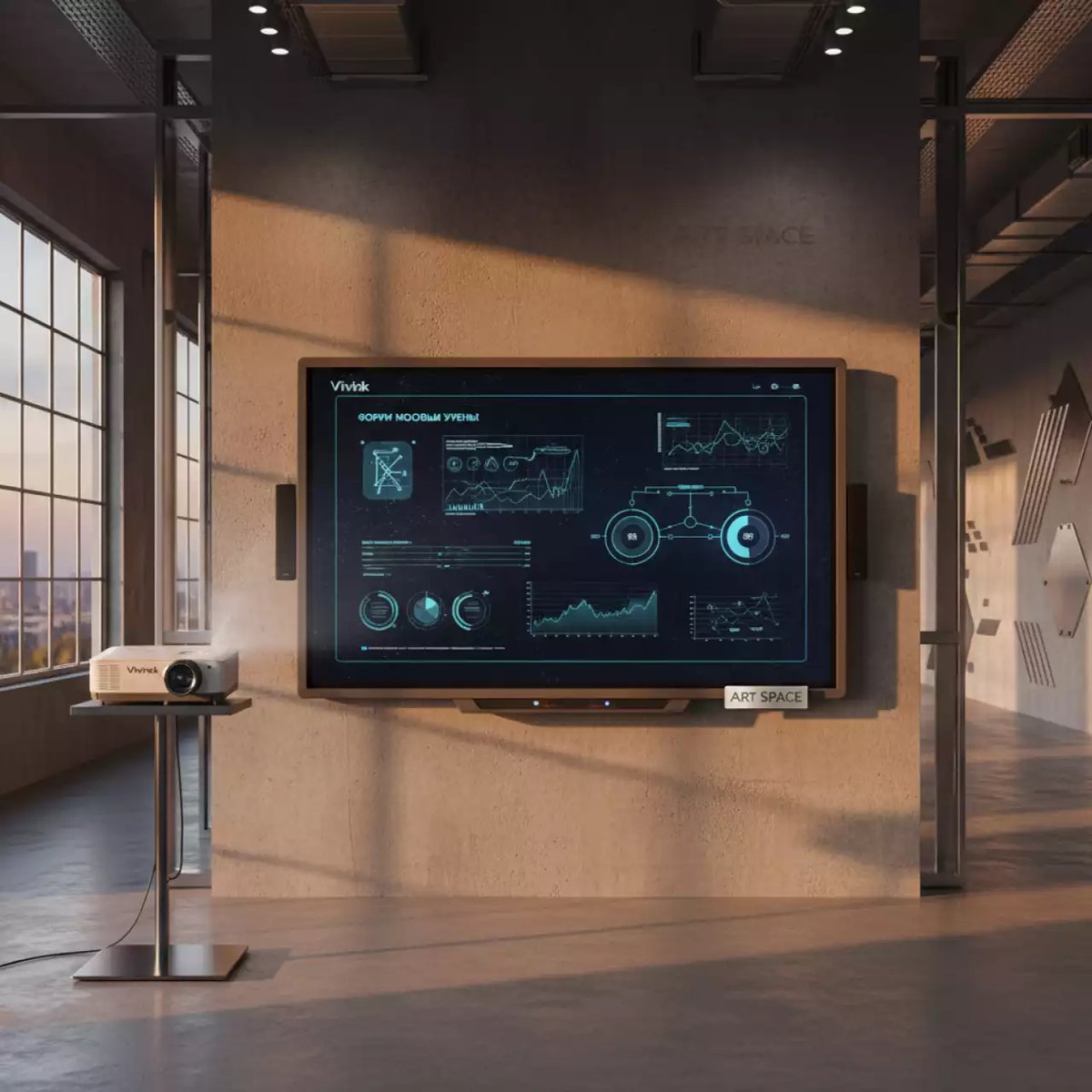 Аренда Доска интерактивная ActivBoard Touch 78 дюймов 10 касаний ActivInspire с проектором Vivitek DW770UST в VK Stadium Sirius — ART SPACE