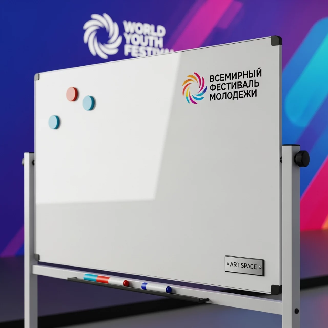 Аренда Доска магнитно маркерная стеклянная Brauberg 45х45 см белая 3 магнита в ОКЦ «Галактика» — ART SPACE