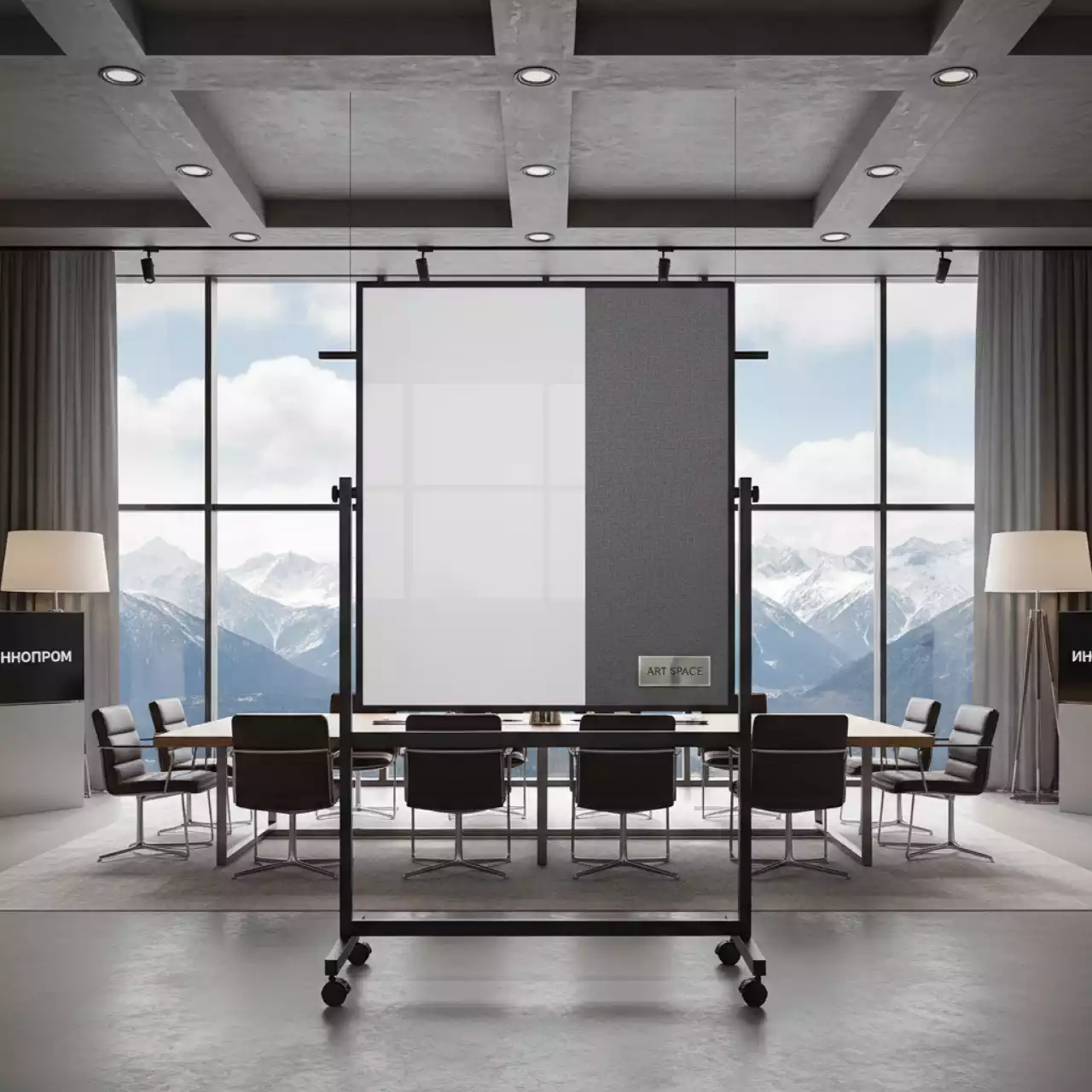 Аренда Доска магнитно маркерная стеклянная мобильная с акустической панелью ASKELL Mobile Acoustic 170х125 см 1МA100170 в Rixos Krasnaya Polyana — ART SPACE