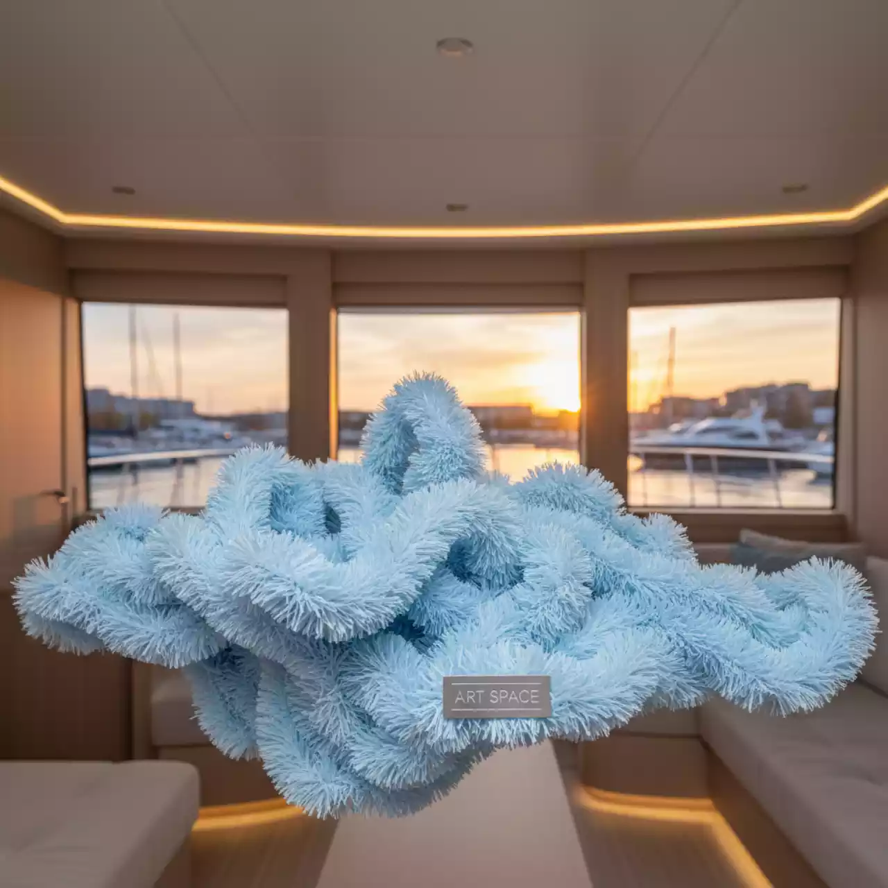 Аренда Дождик новогодний полипропиленовый матовый голубой на VIP-яхте (Имеретинский порт) — ART SPACE