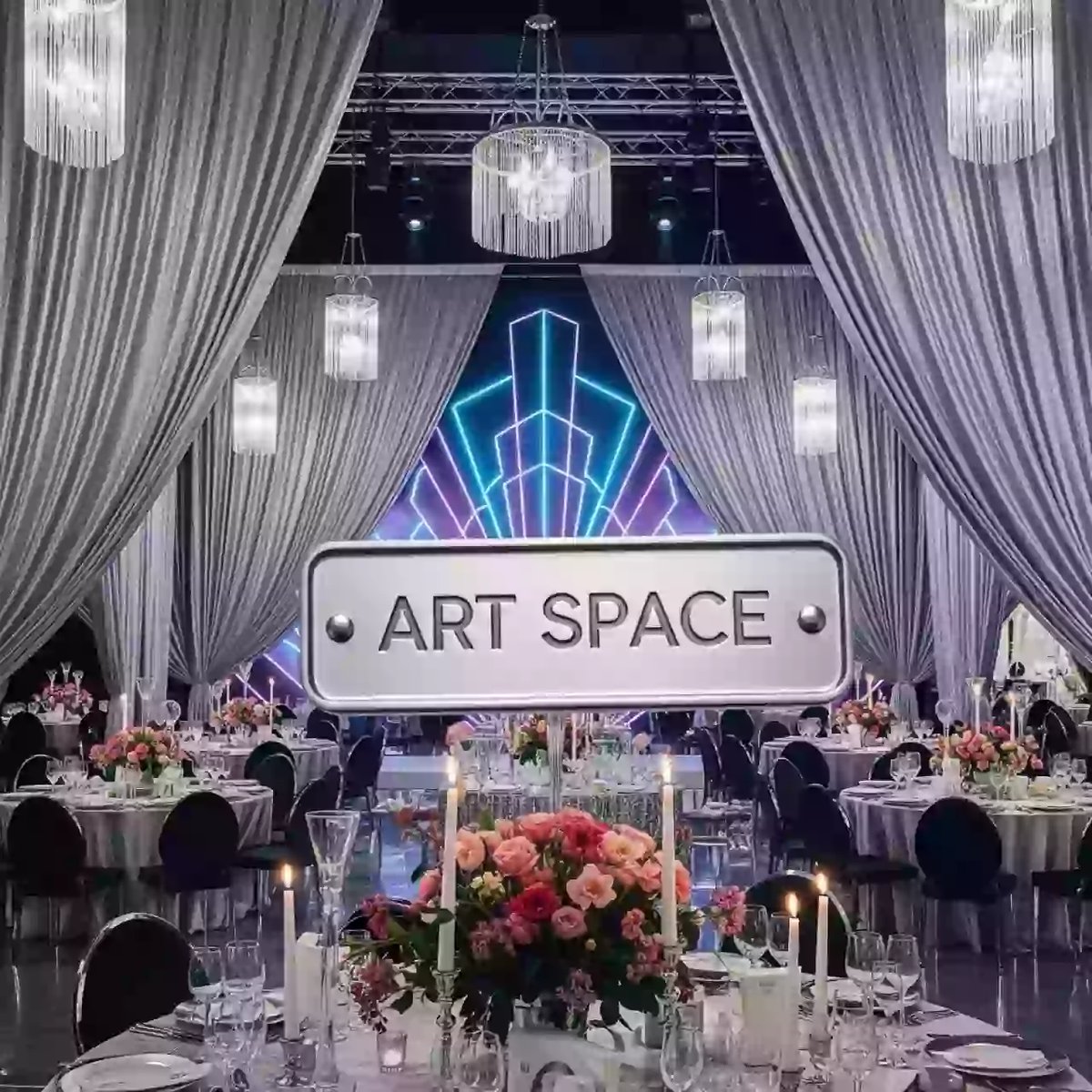 Аренда Драпировка тканью для мероприятия в ресторане «Магадан» — ART SPACE