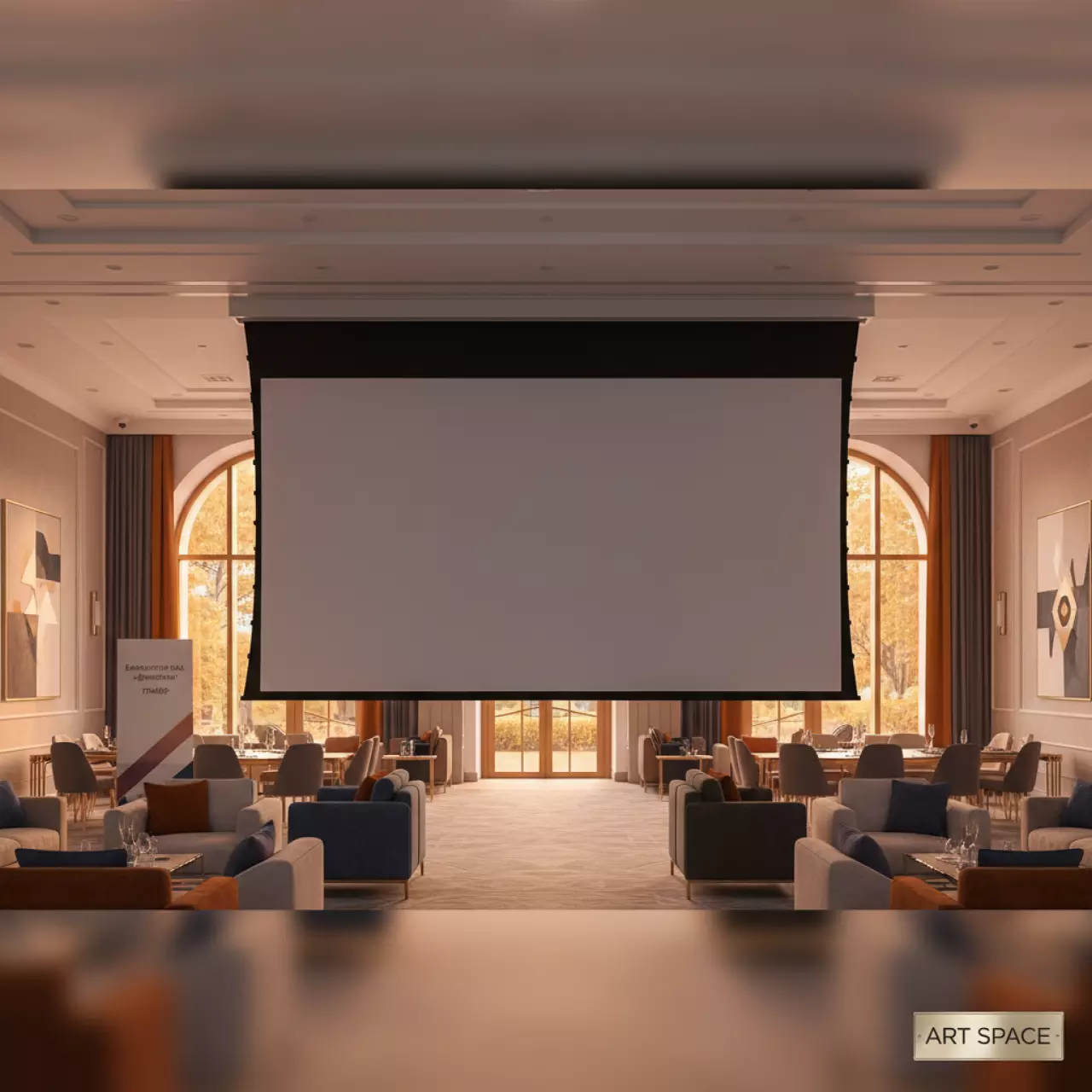 Аренда Экран для проектора с электроприводом Lumien Cinema Tensioned Control LCTC 100119 16 9 295х166 HCG в банкетном зале «Дельфин» — ART SPACE