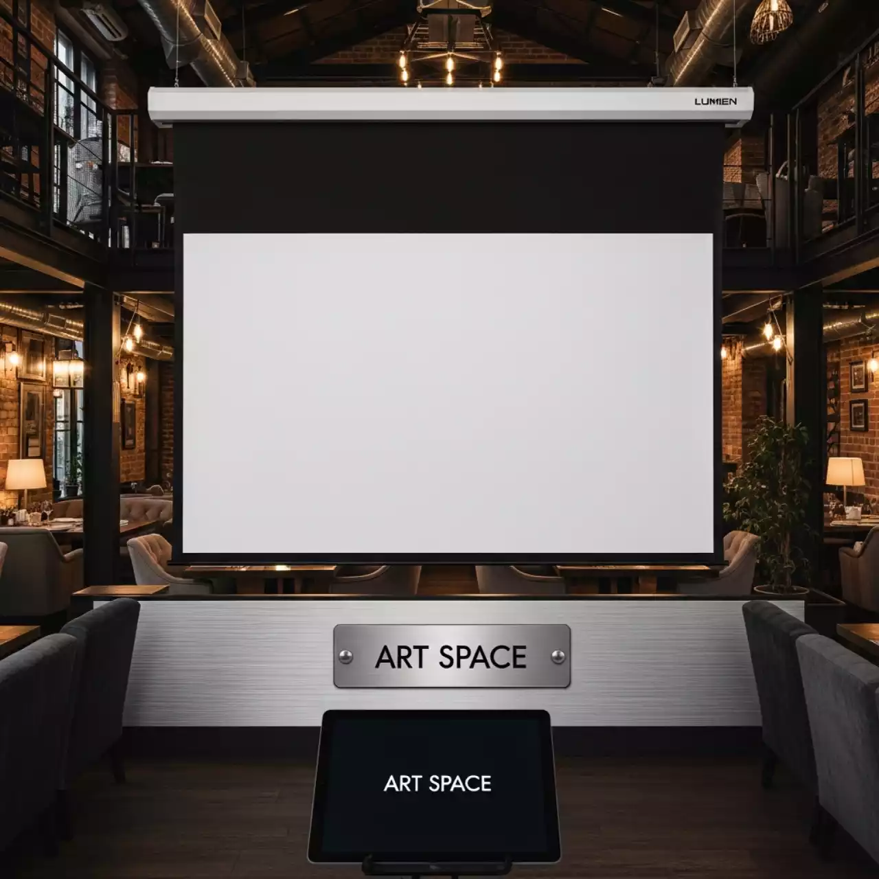 Аренда Экран для проектора с электроприводом Lumien LMC 100110 4 3 297х221 MW в ресторане «D.O.M» — ART SPACE