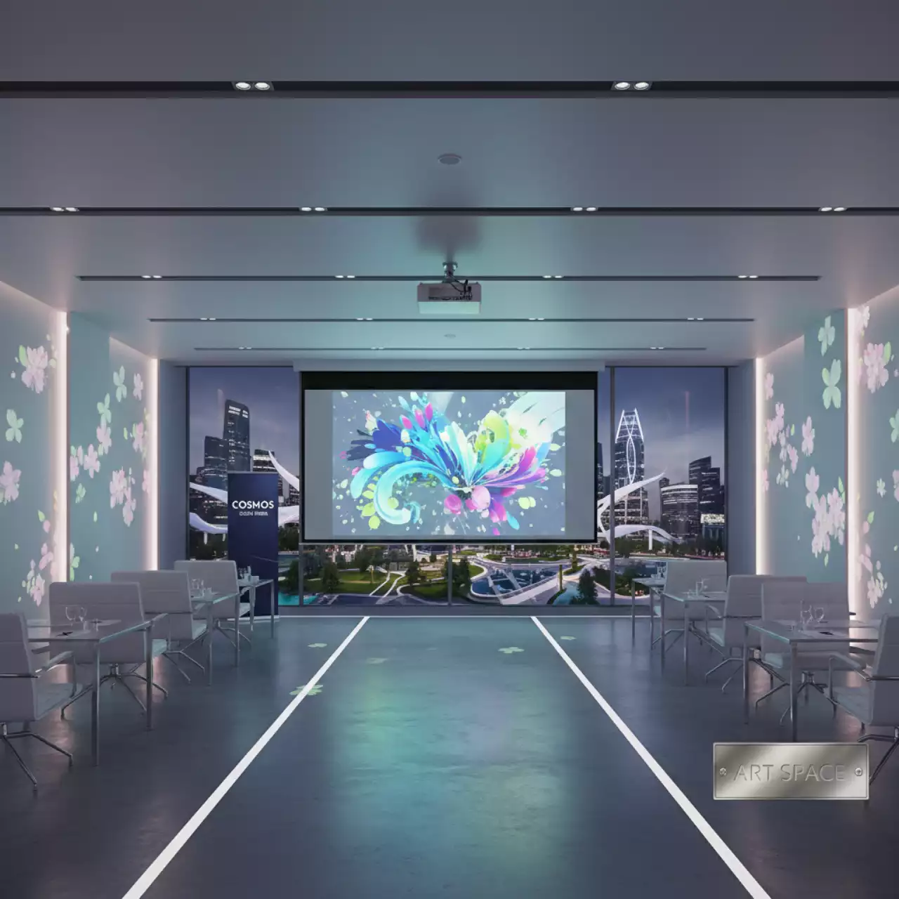 Аренда Экран для проектора с электроприводом Premier Phoenix R 16 9 243х243 MW PR W в Cosmos Sochi Hotel — ART SPACE