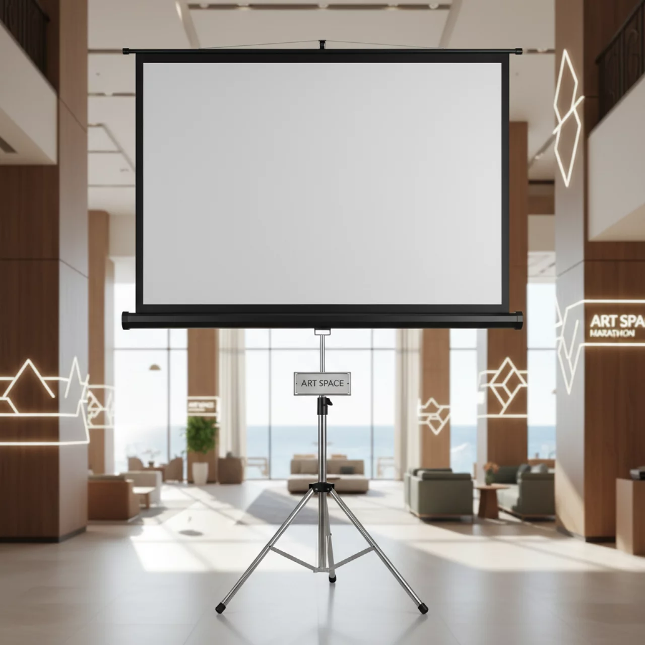 Аренда Экран на штативе Braun Standard 155х155 см белый серебристый с антибликовым покрытием в комплексе Sea Galaxy — ART SPACE