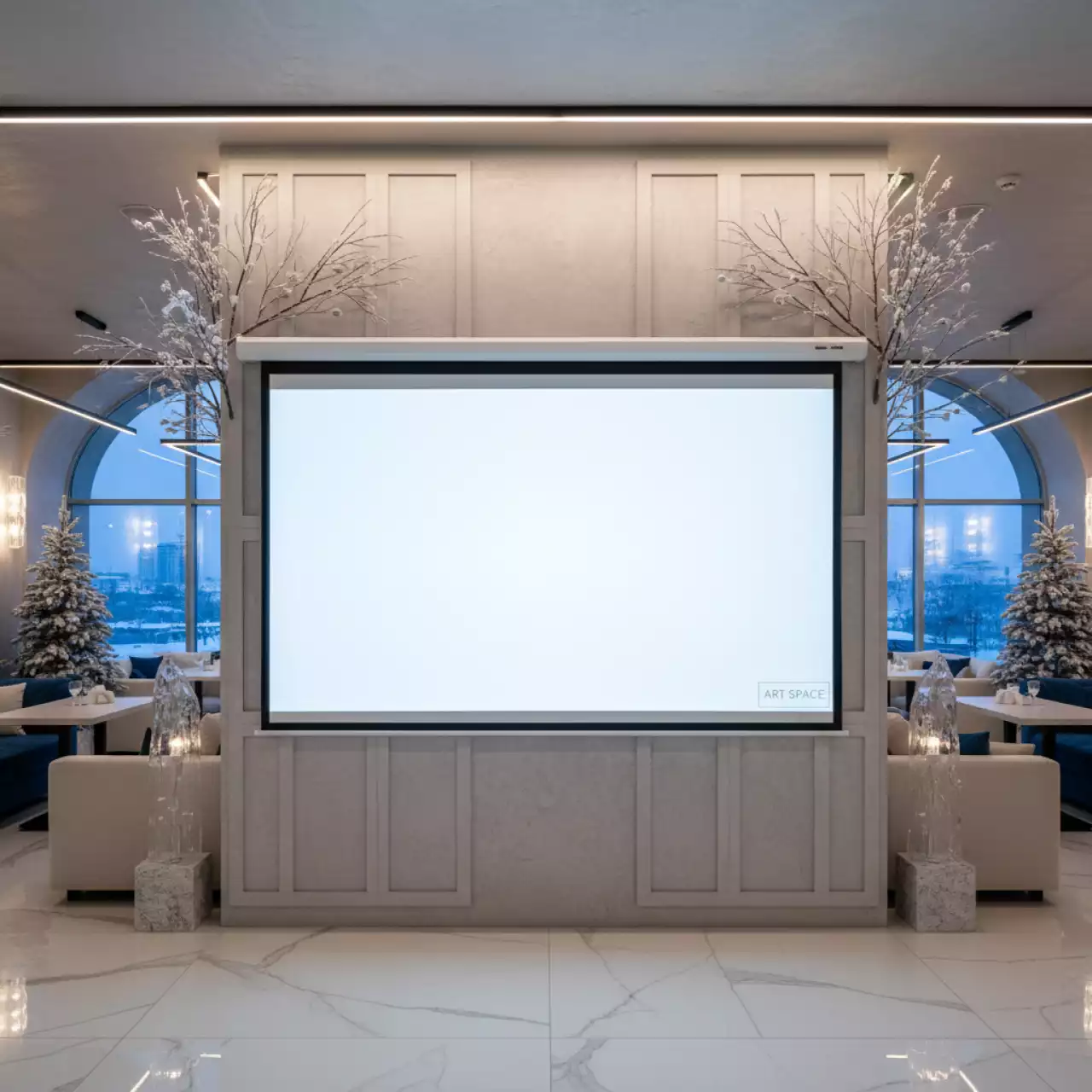 Аренда Экран настенный Lumien Master Picture CSR LMP 100101CSR 123х151 4:3 MW в ресторане «La Terrazza» — ART SPACE